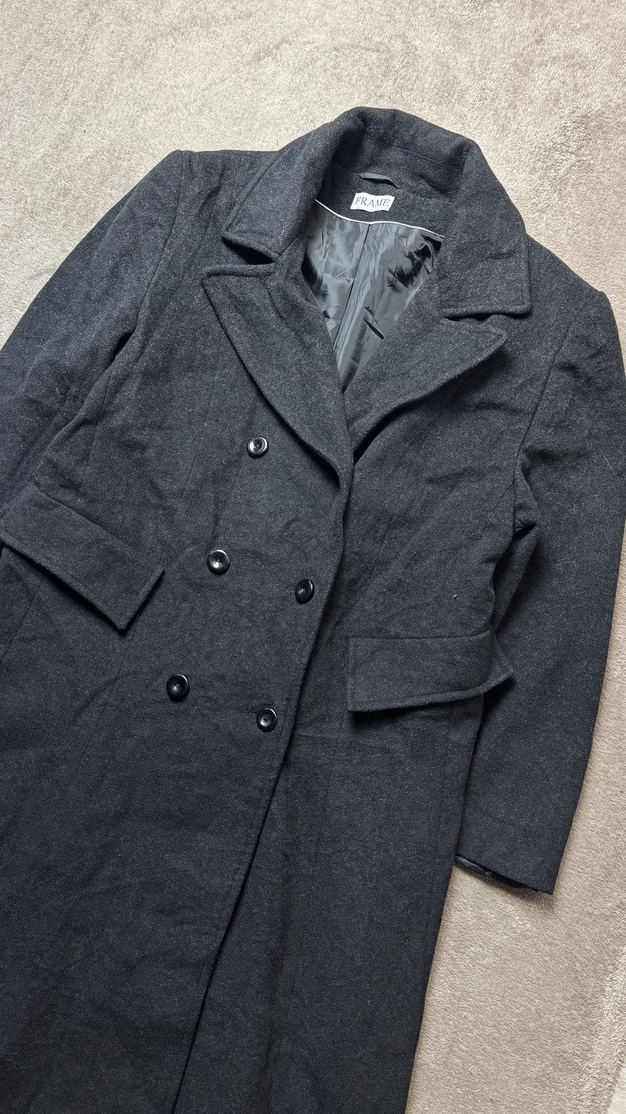 Frame Wool Cashmere Double Breast Long Coat gucci ysl loro piana Size XL / US 12-14 / IT 48-50 - 5 Thumbnail