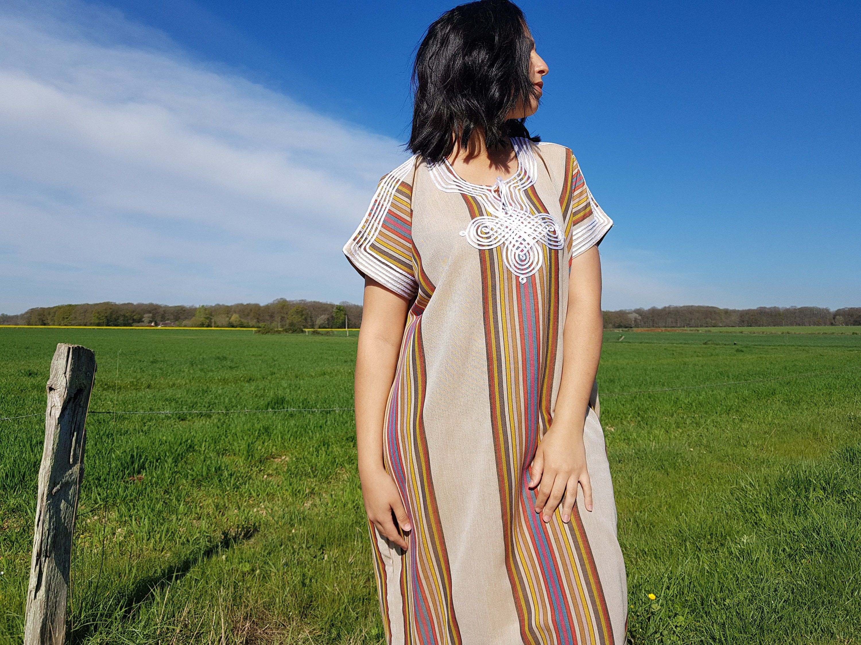 Designer × Handmade Vintage Moroccan Bohemian Kaftan Size ONE SIZE - 1 Thumbnail