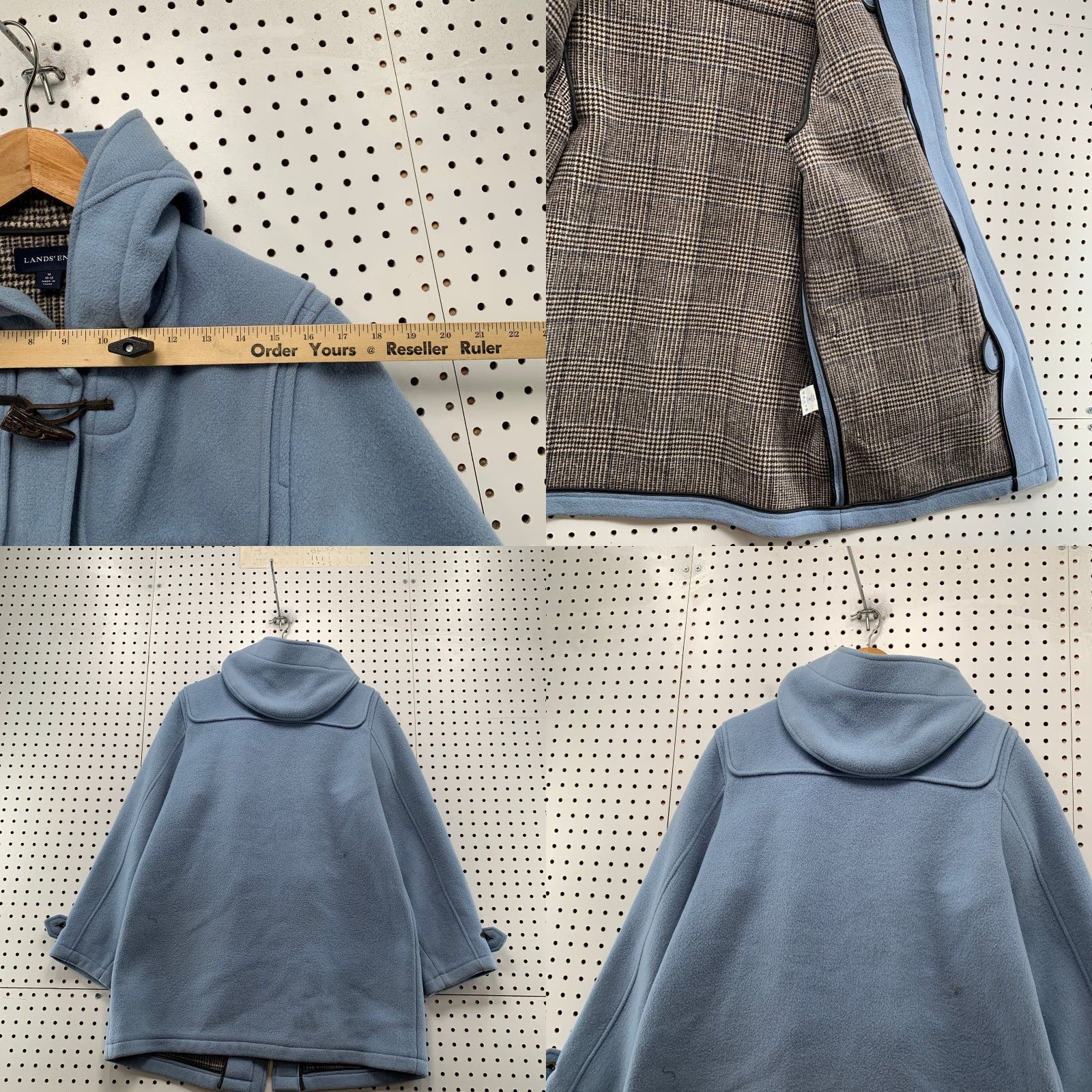 Lands' End Lands' End Wool Duffle Toggle Coat Womens Medium Sky Blue Hooded Coat Size M / US 6-8 / IT 42-44 - 10 Thumbnail