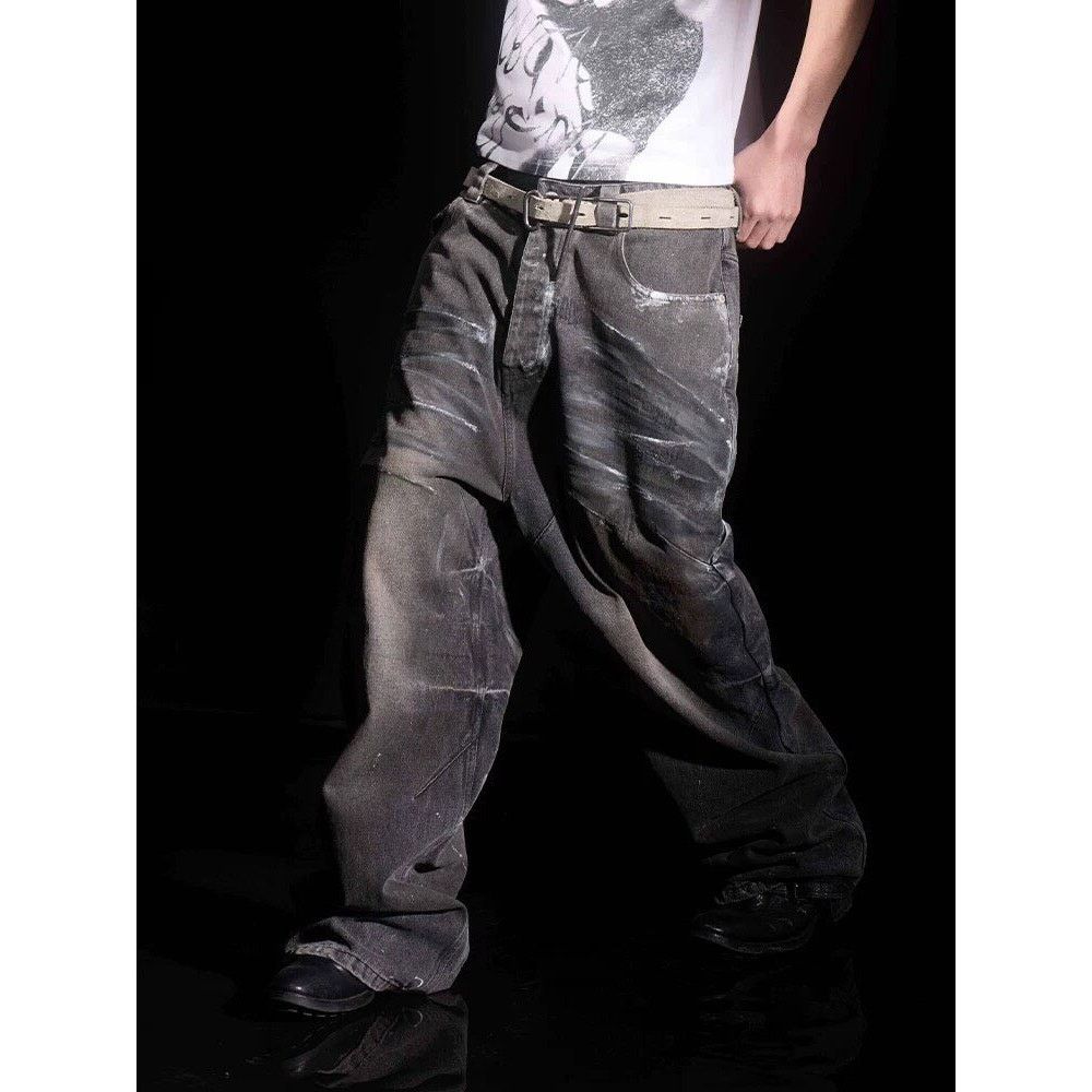 Other Balenciaga Style Vintage Painted Baggy Wide-leg Denim Jeans Size US 30 / EU 46 - 2 Thumbnail