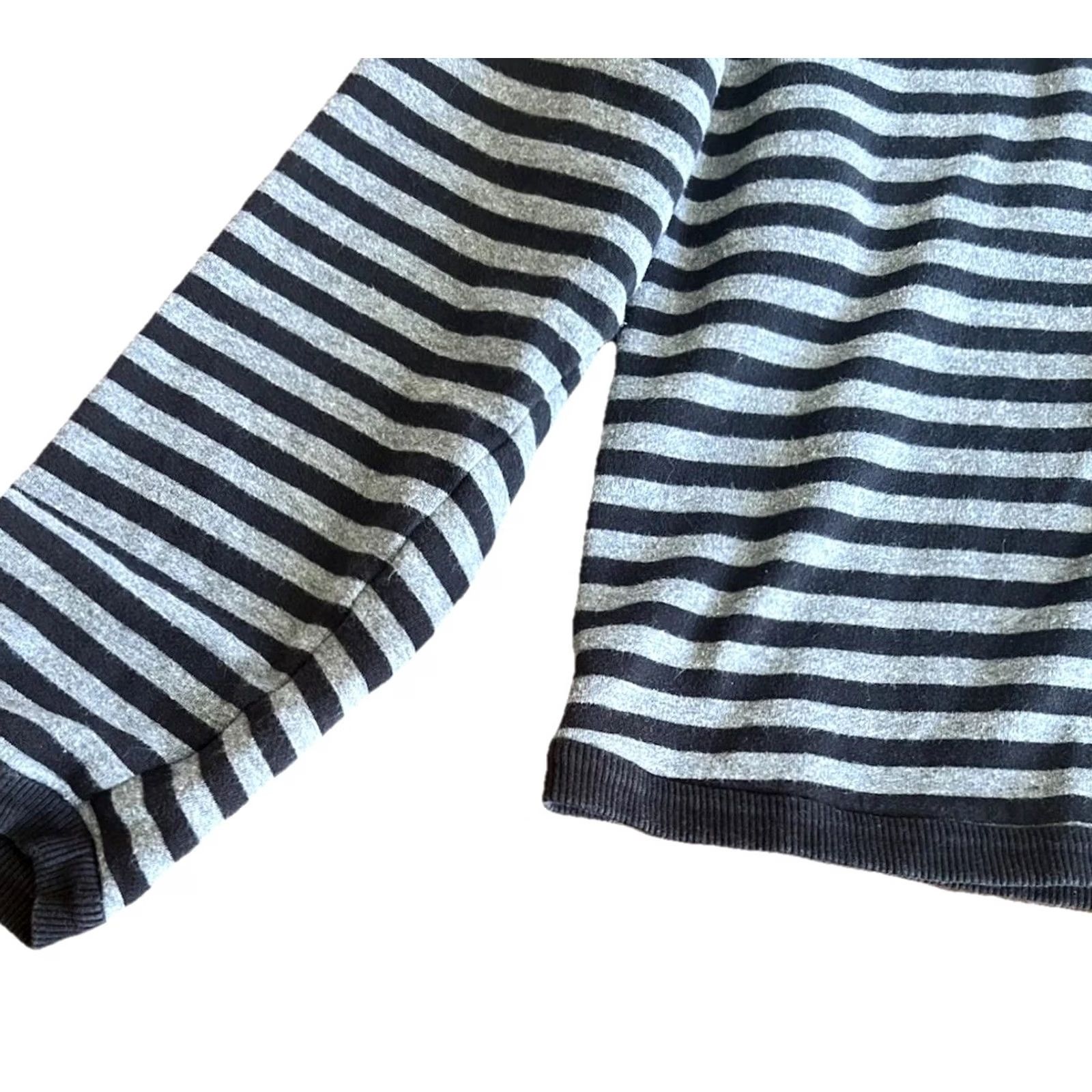 Eileen Fisher Eileen Fisher Striped Long Sleeve Top S Gray Black Boxy Minimalist Organic Style Shirt Womens Pullover Crewneck Knit Stretch - Size S / US 4 / IT 40 - 5 Thumbnail