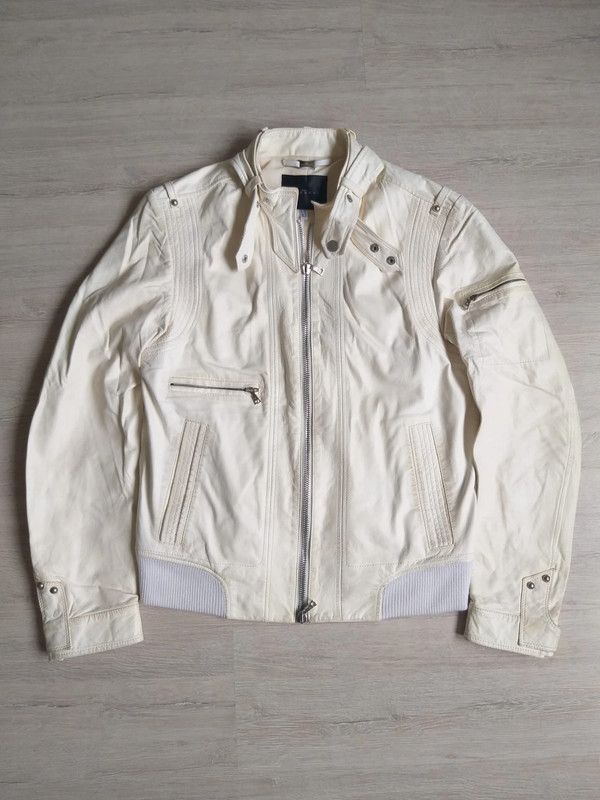 John Richmond John Richmond Leather Biker Jacket White Archive Y2K Size L / US 10 / IT 46 - 1 Thumbnail