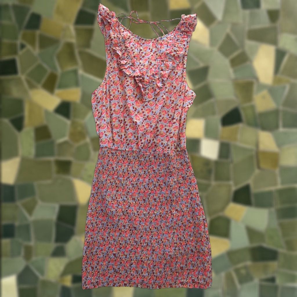 Free People Free People Cotton Pink Floral Sleeveless High Front Sheath Tank Dress S Women Size S / US 4 / IT 40 - 1 Thumbnail