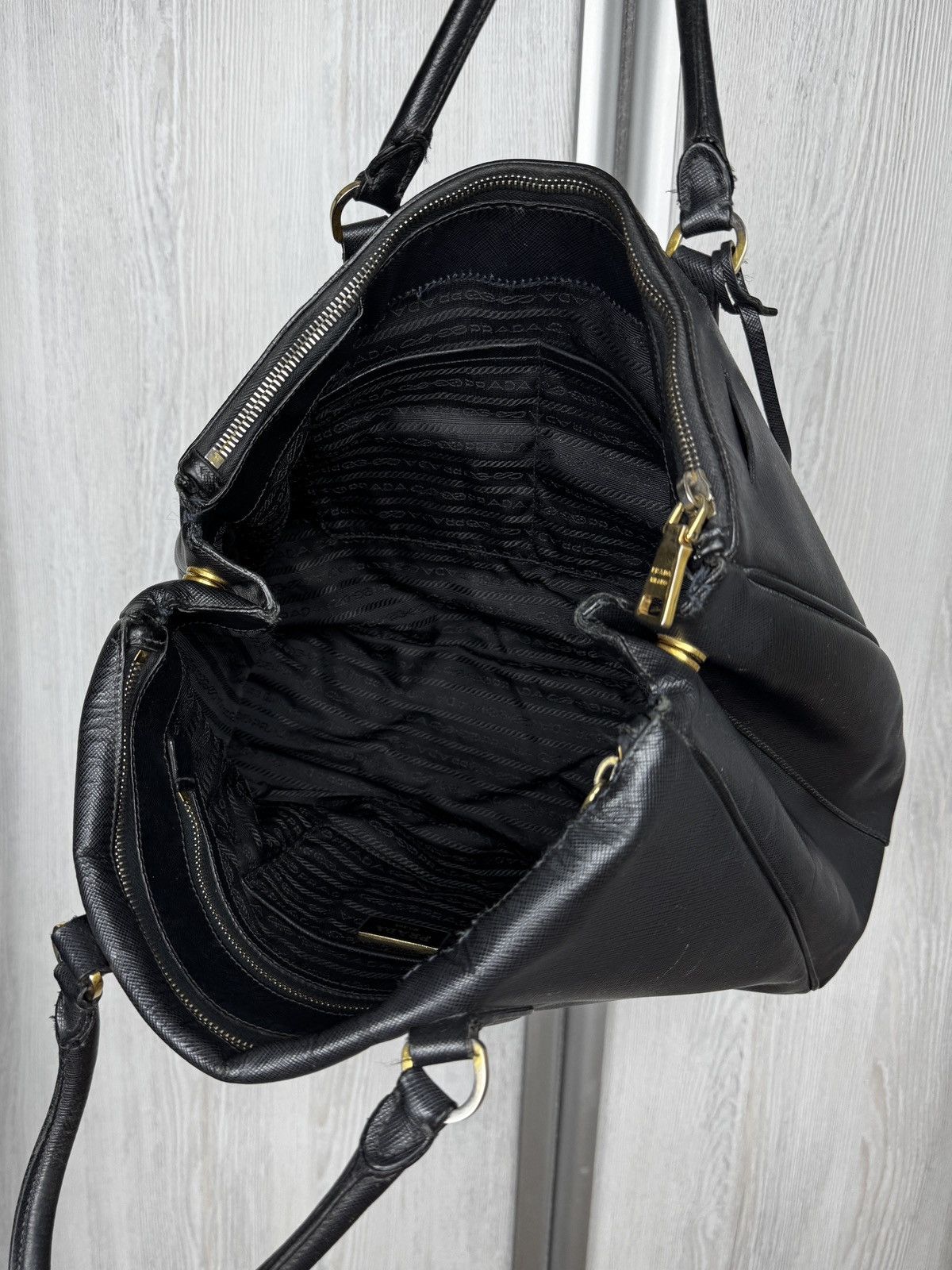 Prada Prada Black Saffiano Lux Leather Large Gardener's Tote Bag Size ONE SIZE - 13 Thumbnail