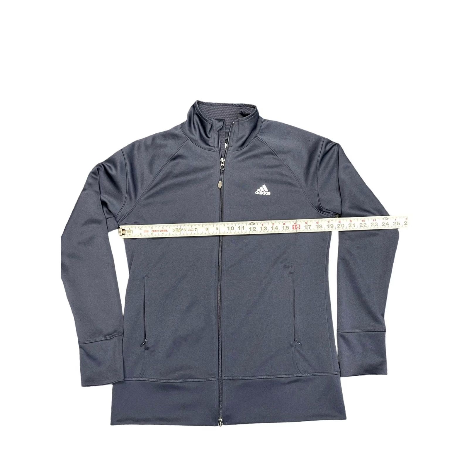 Adidas Adidas Women’s Jacket L Blue Climalite Full Zip Striped Pockets Casual Baseball Style Size L / US 10 / IT 46 - 3 Thumbnail