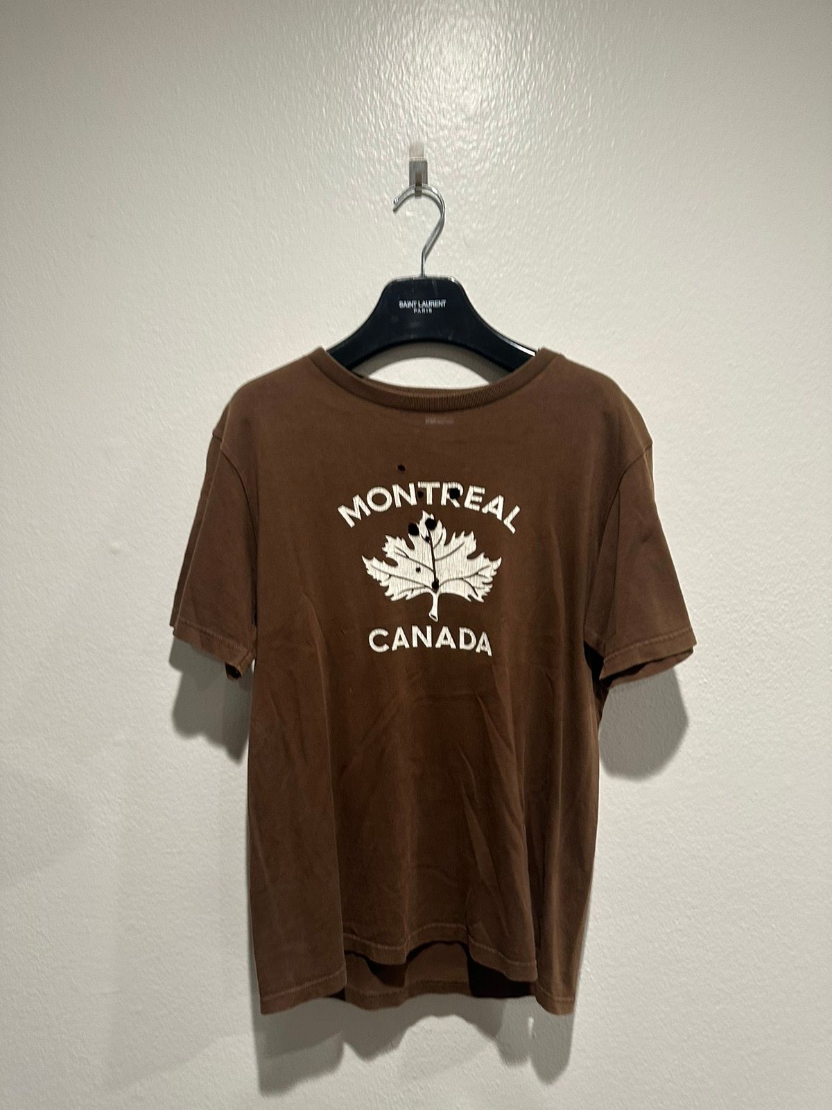 Pre-owned Number N Ine Ss01 Montreal Canada Distressed Tee In Brown