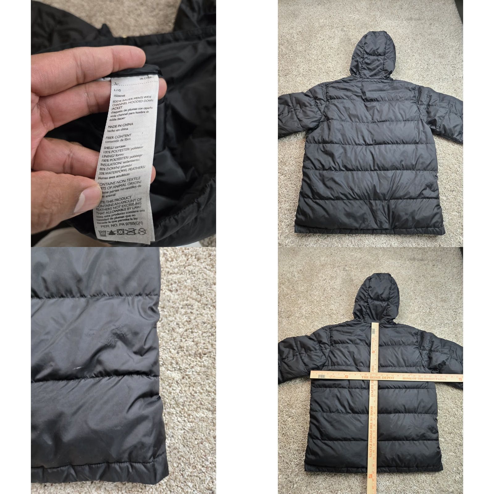Eddie Bauer Eddie Bauer Jacket Mens Large Black Hooded Down Full Zip Pockets Regular Windproof Puffy Coat Size US L / EU 52-54 / 3 - 8 Thumbnail