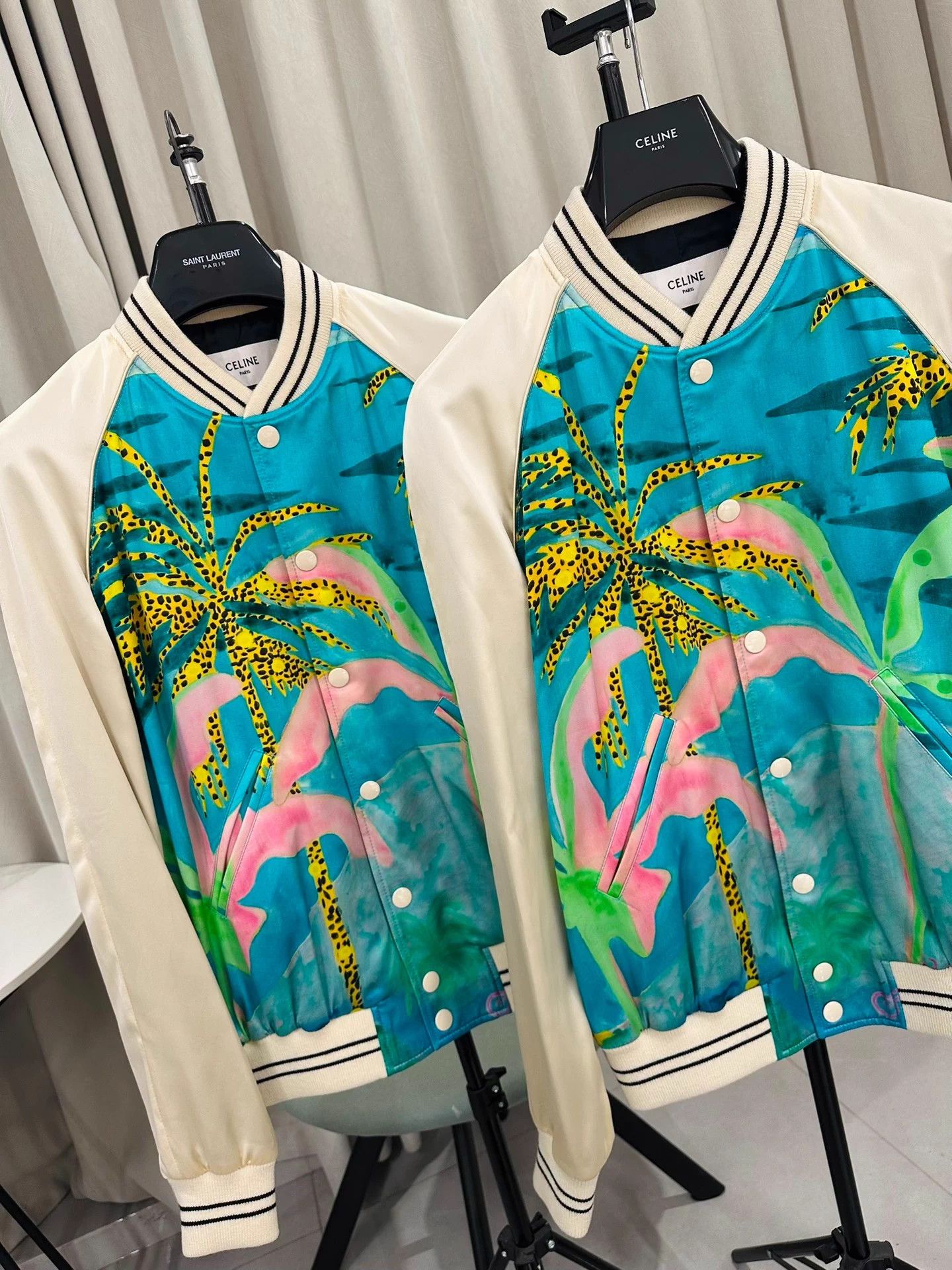 Celine Celine SS21 Hawaiian palm colorblock baseball jkt 44/48 Size US S / EU 44-46 / 1 - 2 Thumbnail
