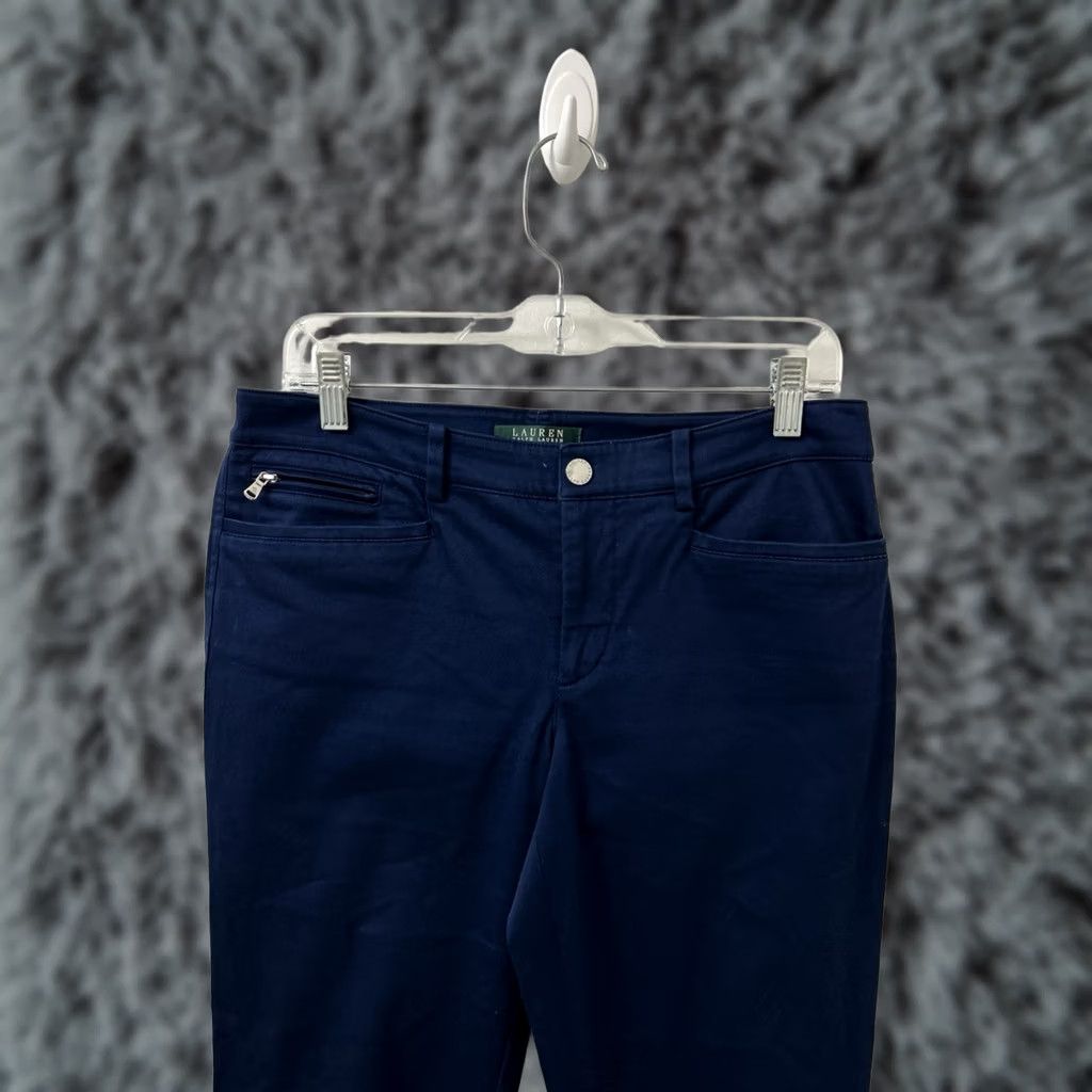 Ralph Lauren Lauren Ralph Lauren Pants Womens 6 Blue Cotton Spandex Twill Pockets Zipper Logo Straight Chino Casual Workwear Mens? Size 28" / US 6 / IT 42 - 1 Thumbnail