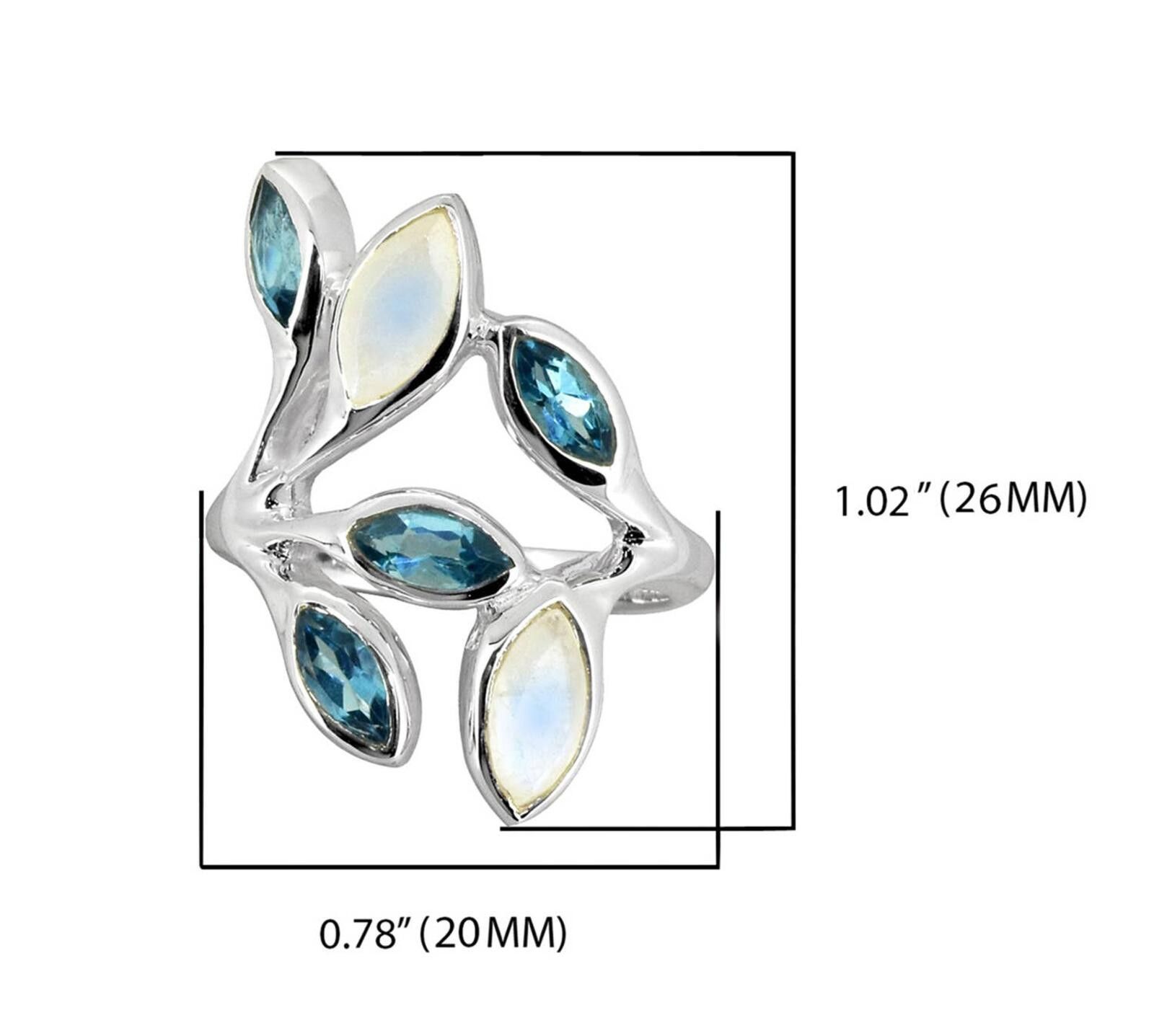 Other London Blue Topaz Moonstone 925 Sterling Silver Size 9 Ring Size ONE SIZE - 6 Thumbnail