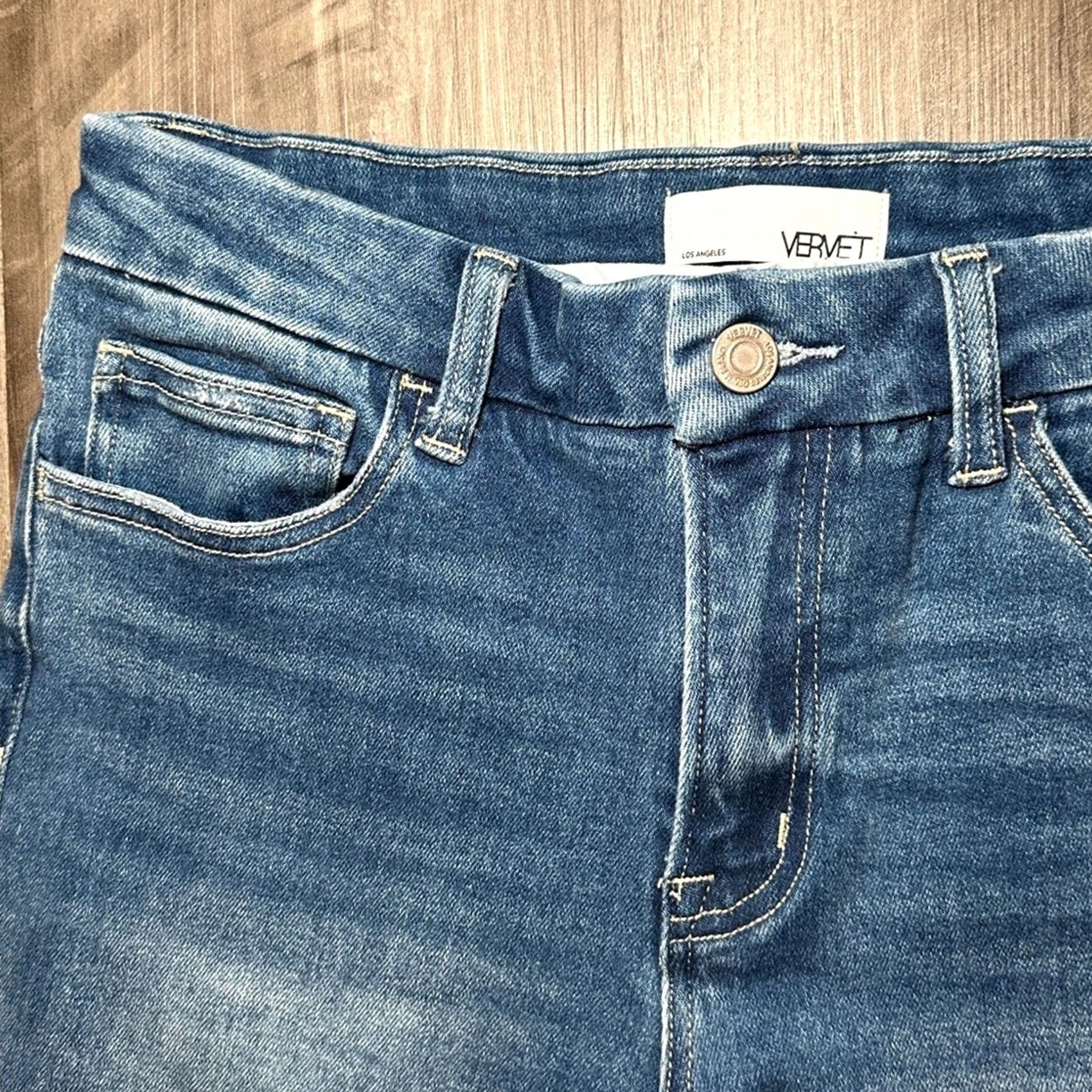 Vintage Vervet VERVET BY FLYING MONKEY Midnight in Paris Crop Raw Hem Jeans - 28 Women Blue 28 Cropped Jeans Womens 28 Size 28" / US 6 / IT 42 - 4 Thumbnail