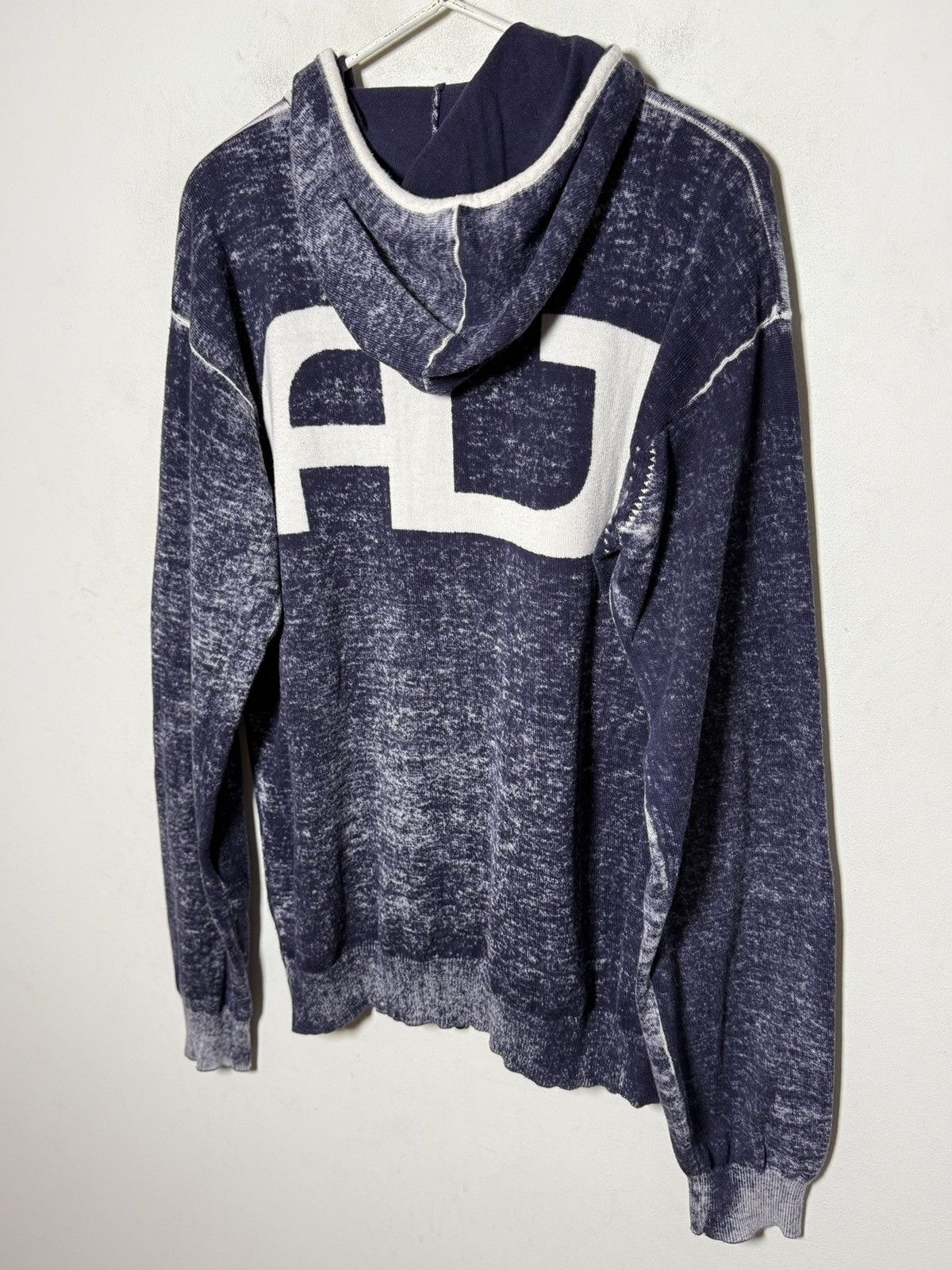 Giorgio Armani Armani Jeans zip hoodie in a washed navy tone hand corrosion Size US L / EU 52-54 / 3 - 7 Thumbnail