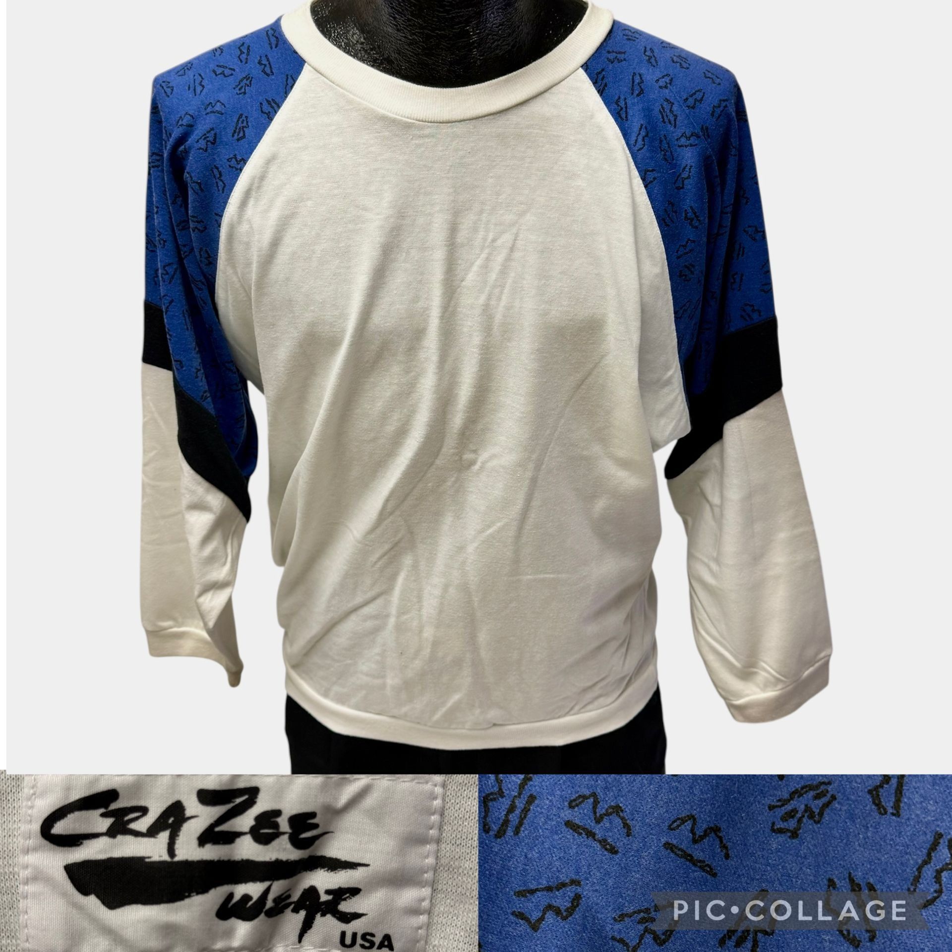 Other Vtg Crazee Wear USA COLOR BLOCK Zig Zag BAGGY Shirt Size US XS / EU 42 / 0 - 1 Thumbnail