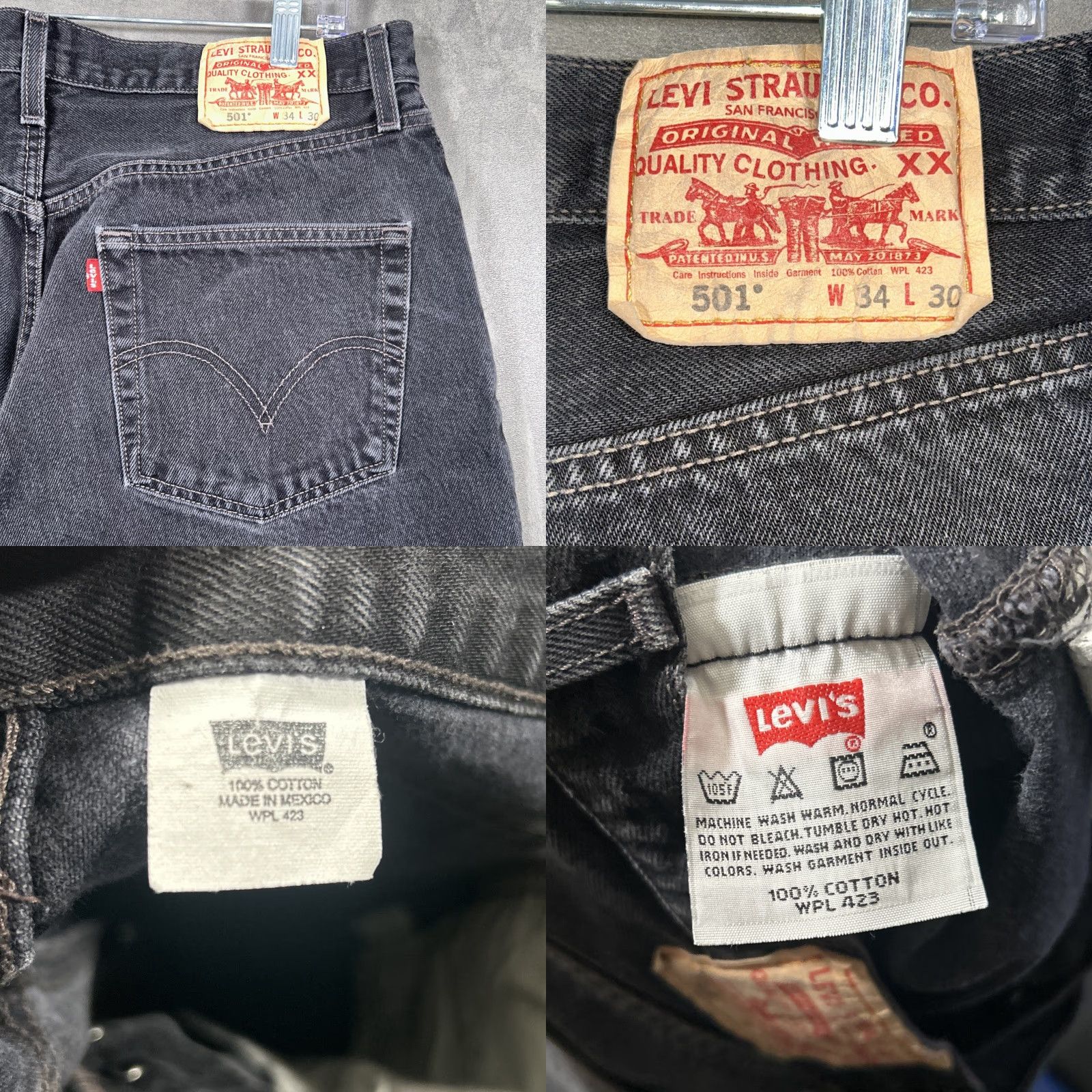 Levi's VINTAGE Levi's 501 Jeans Mens 34x30 Black Denim Button Fly 00501-0660 Regular 5-Pocket Logo Size US 34 / EU 50 - 8 Thumbnail