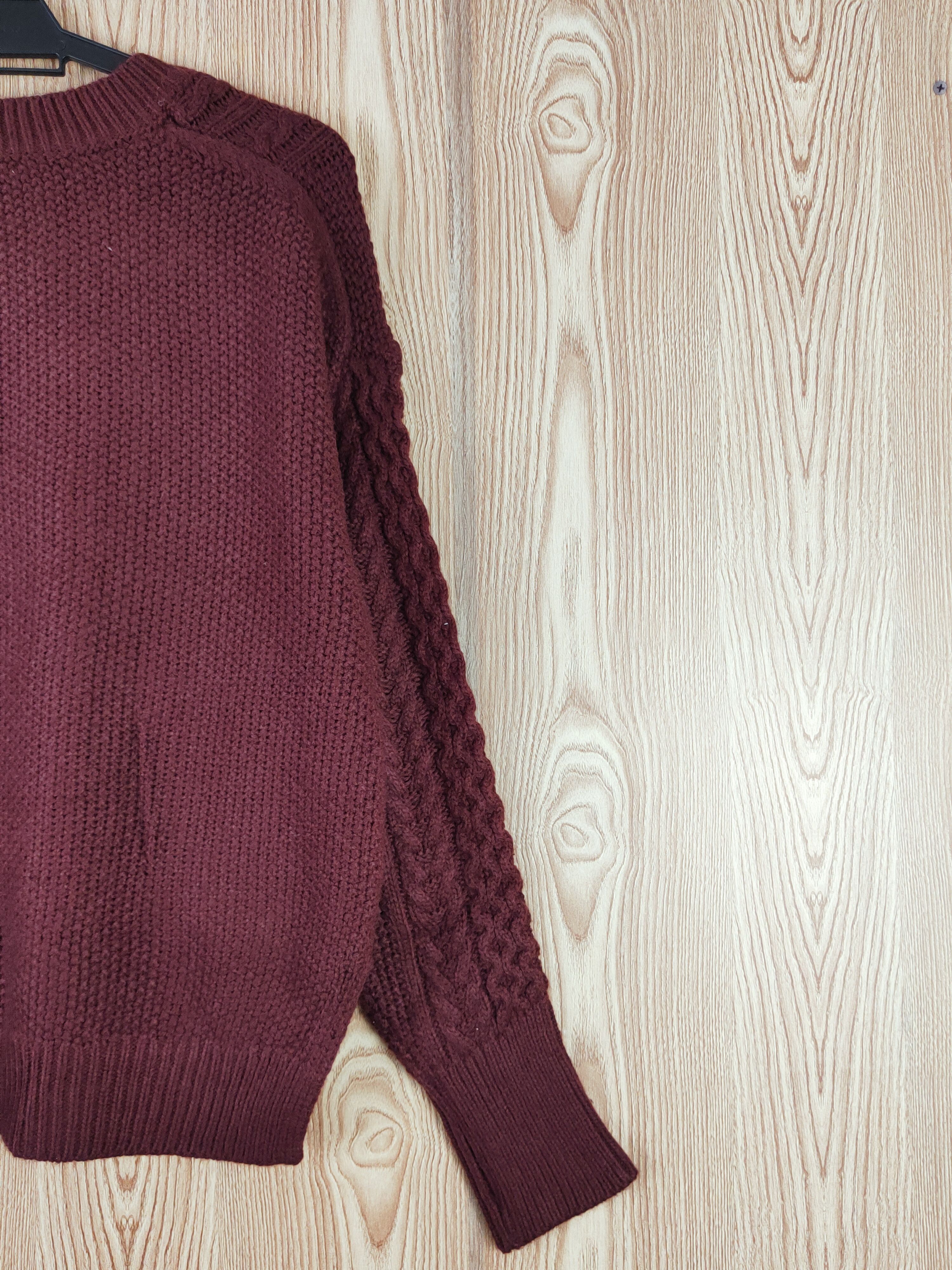 Aran Isles Knitwear × GU × Japanese Brand GU Maroon cable Knitwear Sweatshirts #W731 Size L / US 10 / IT 46 - 9 Thumbnail