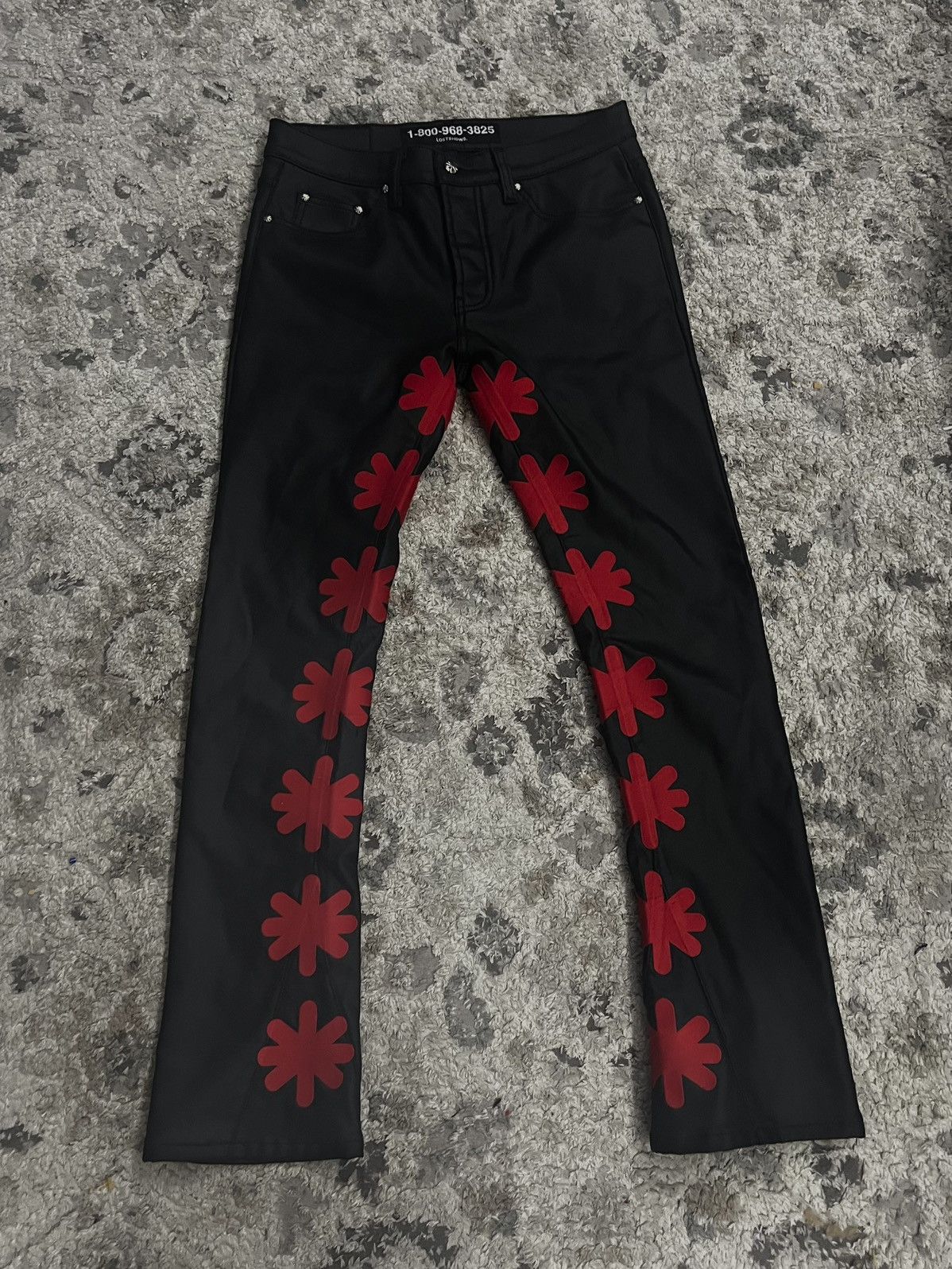 LOSTSHDWS LOSTSHDWS Pants Black Red Appliqué Design Size 30 Size US 30 / EU 46 - 1 Thumbnail