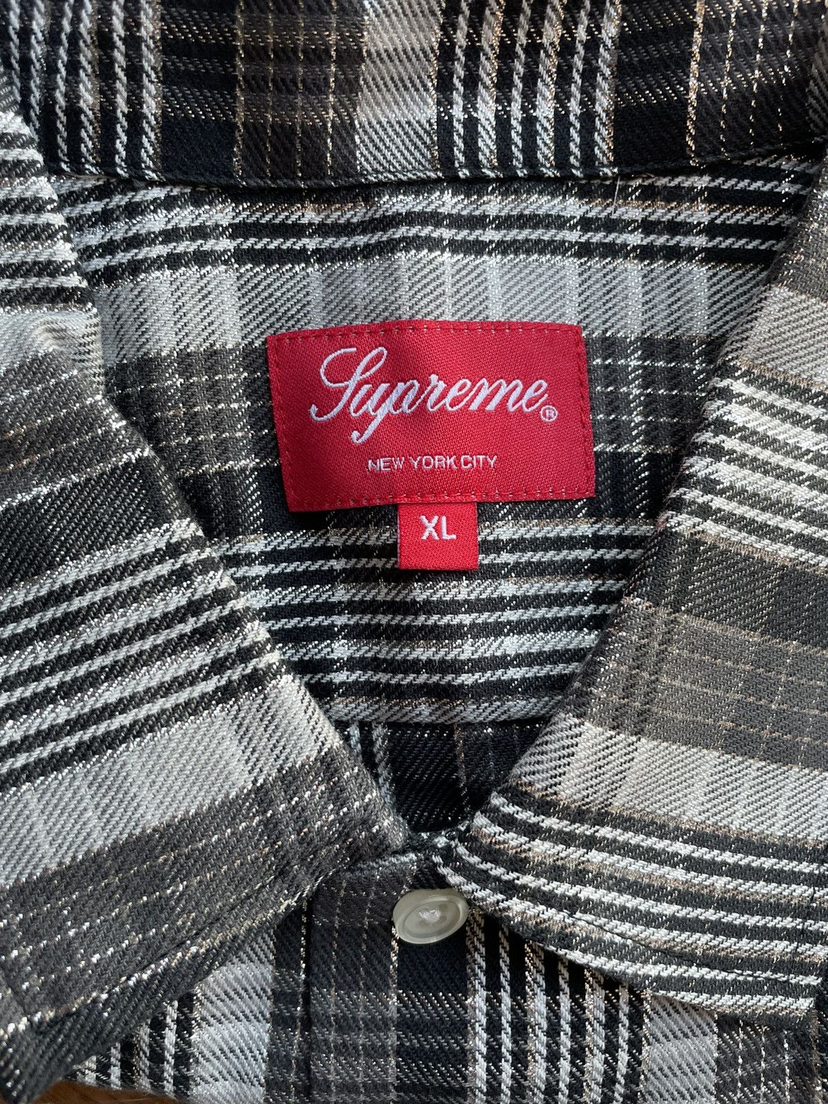 Supreme Supreme SS23 Metallic Plaid Lurex Short sleeve Shirt Size US XL / EU 56 / 4 - 2 Thumbnail
