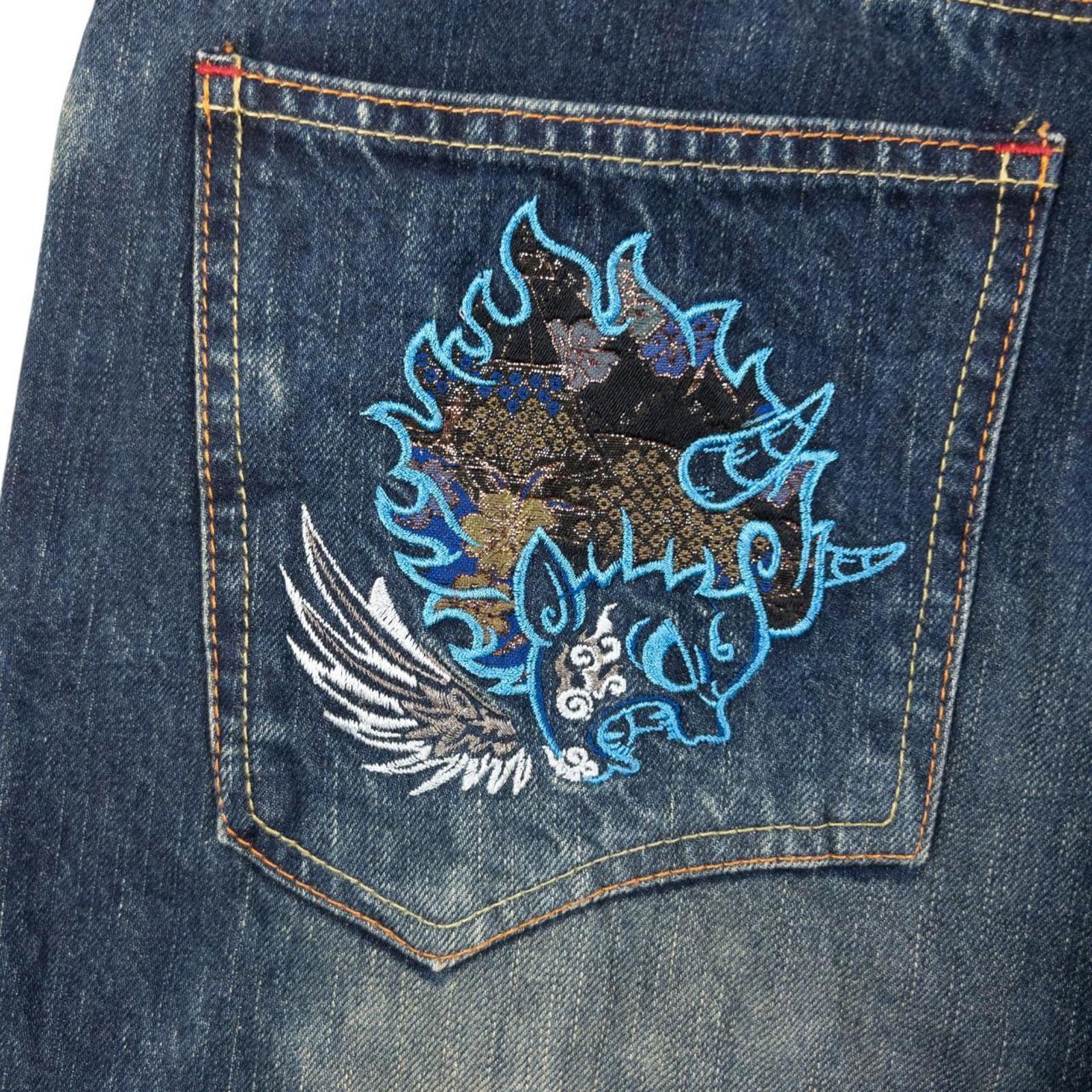 Other Vintage Big Train Embroidered Devils Japanese Jeans Size W31 Size US 31 - 6 Thumbnail