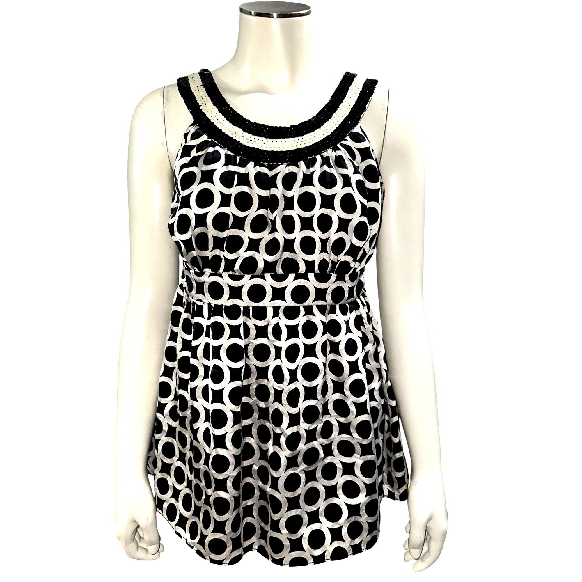 I.N.C INC International Concepts 4P Silk Sequin Trim Halter Blouse Size S / US 4 / IT 40 - 2 Thumbnail