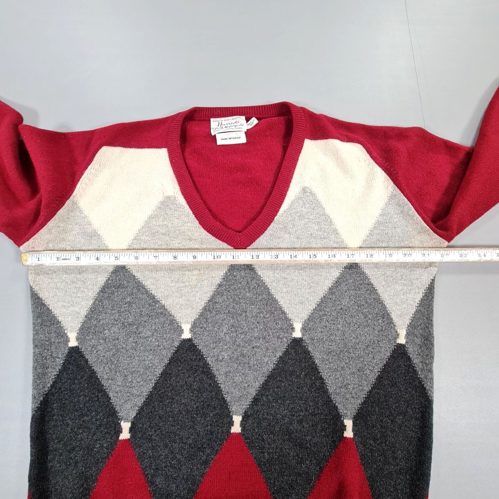 Harrods Harrods McGeorge Jumper Red 40 Diamond 100% Cashmere Knit Pullover Womens M Vintage N/A Size M / US 6-8 / IT 42-44 - 7 Thumbnail