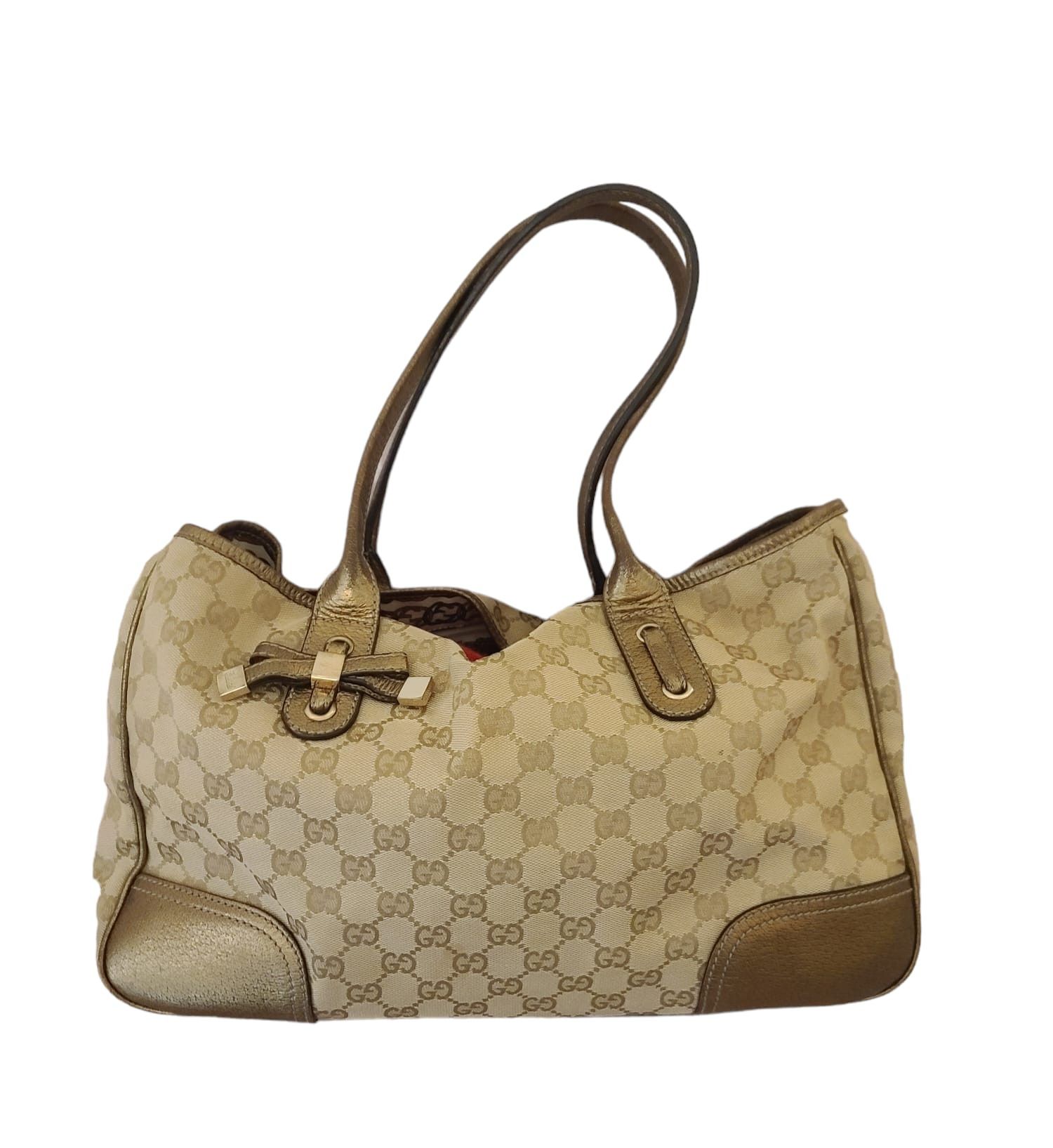 image of Gucci Handbag Shoulder Bag Monogram Gold Tone Canvas, Women's