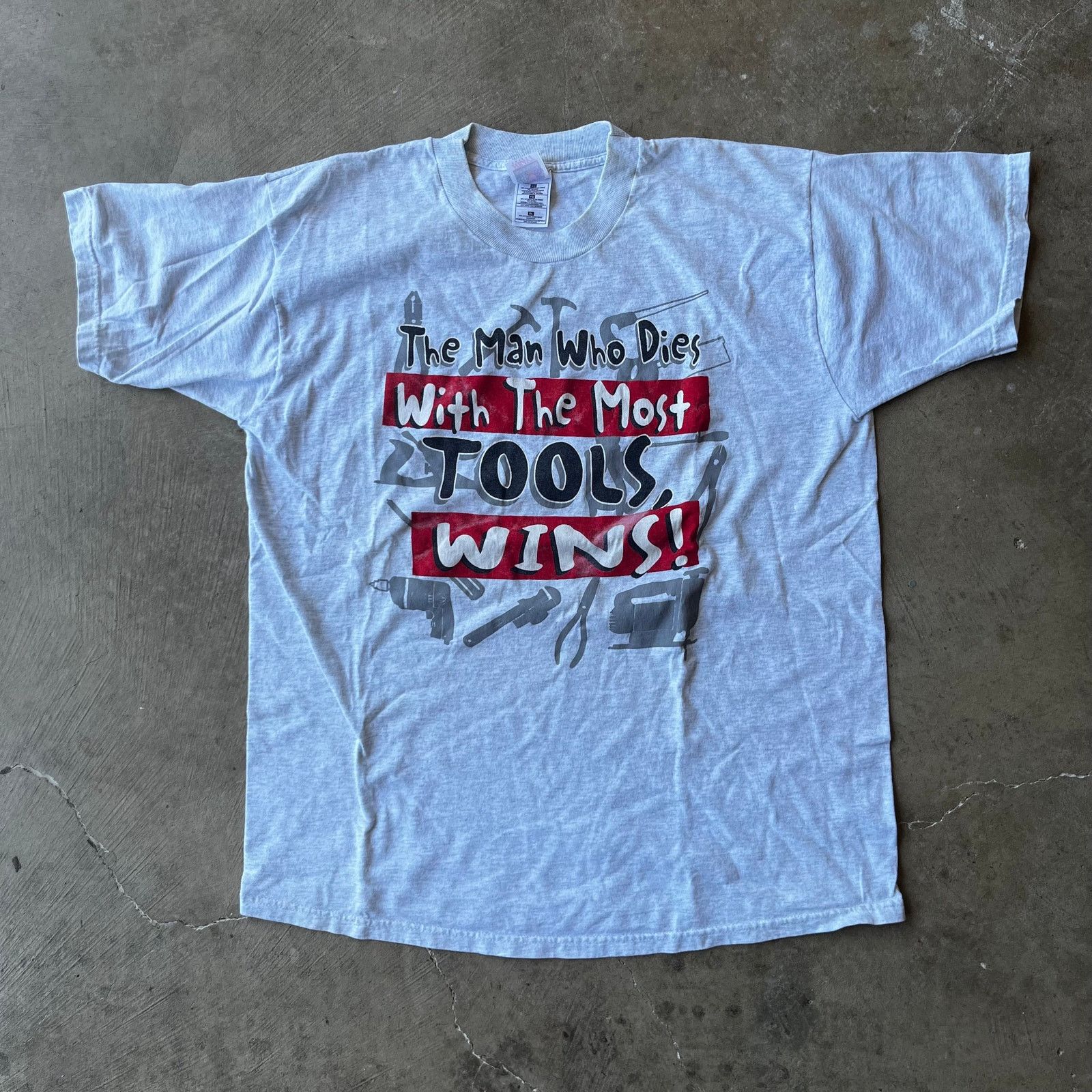 Vintage VINTAGE TOOLS SHIRT GRAPHIC TEE FUNNY PARODY HUMOR 00S XL Size US XL / EU 56 / 4 - 1 Thumbnail