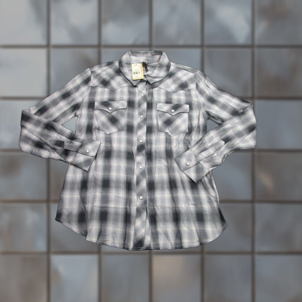 Stetson Stetson Shirt XS Gray Plaid Pearl Snap Western Button-Up 11-50-597-7033GY Womens Size XS / US 0-2 / IT 36-38 - 1 Thumbnail