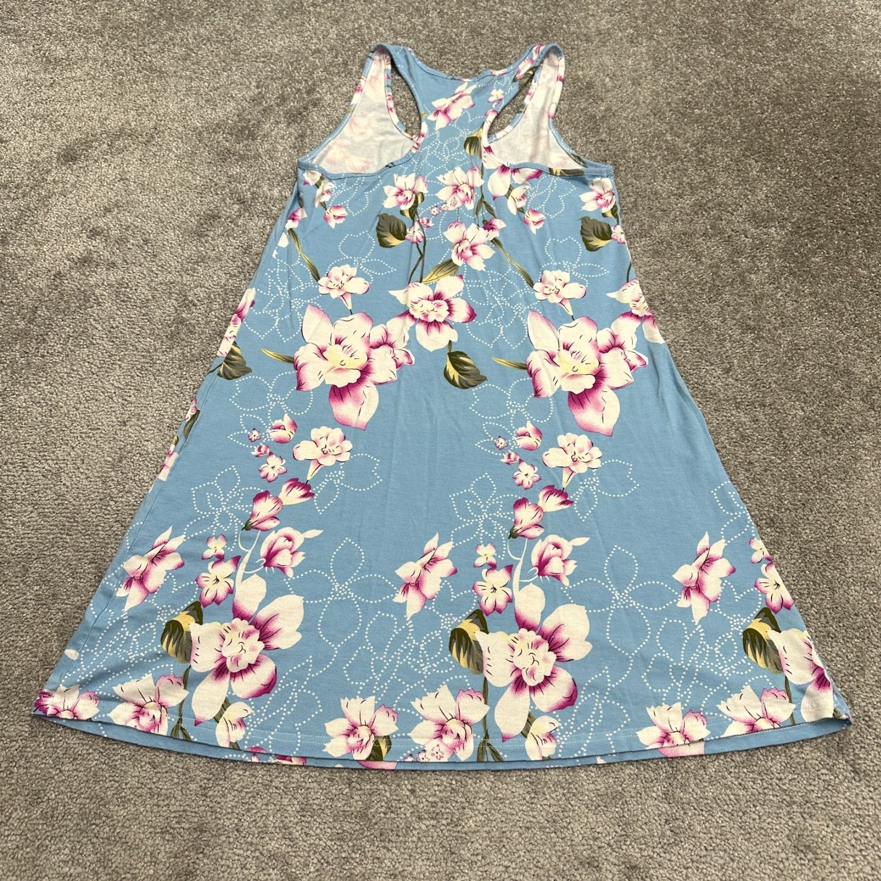 Vintage Unbranded Sundress Womens Small Blue Floral Halter Racerback Casual Summer Lightweight Knit Dress Size S / US 4 / IT 40 - 2 Thumbnail