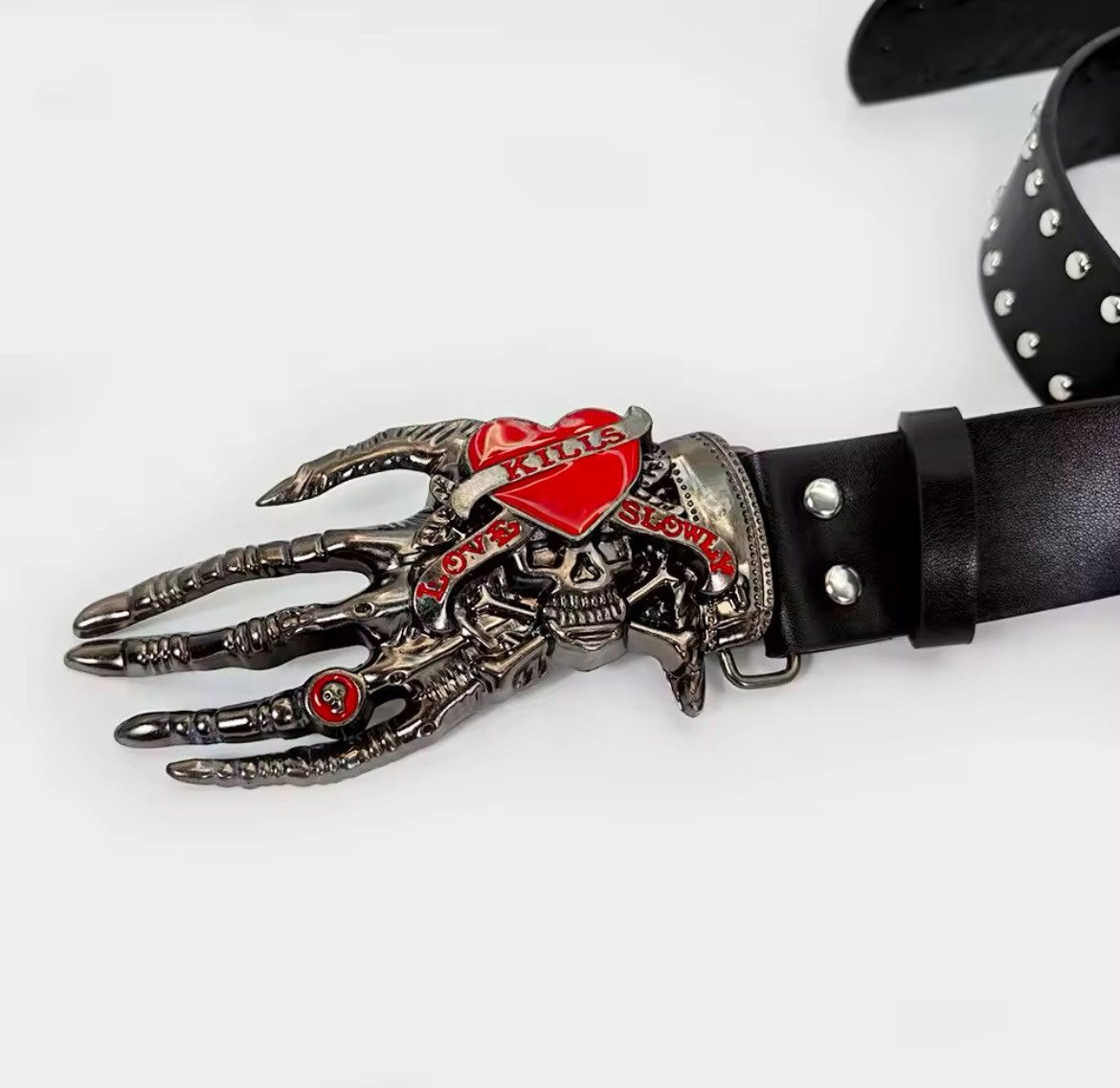 Vintage Gothic Punk vintage skeleton grunge goth black belt Size ONE SIZE - 4 Thumbnail