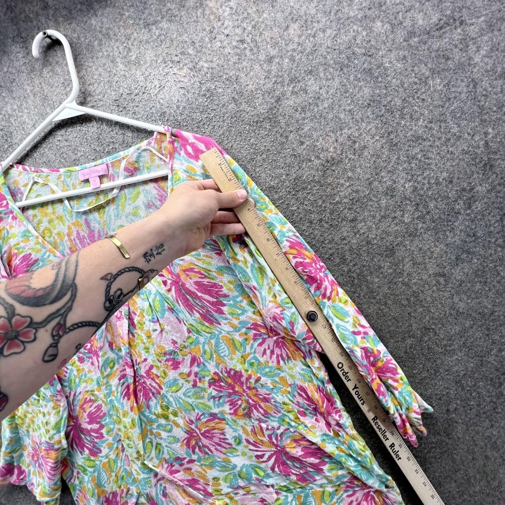 Lilly Pulitzer Lilly Pulitzer Blouse Womens XL Tunic 3/4 Sleeve Floral Scoop Neck Top Pink Multicolor Knit Lightweight Size XL / US 12-14 / IT 48-50 - 4 Thumbnail