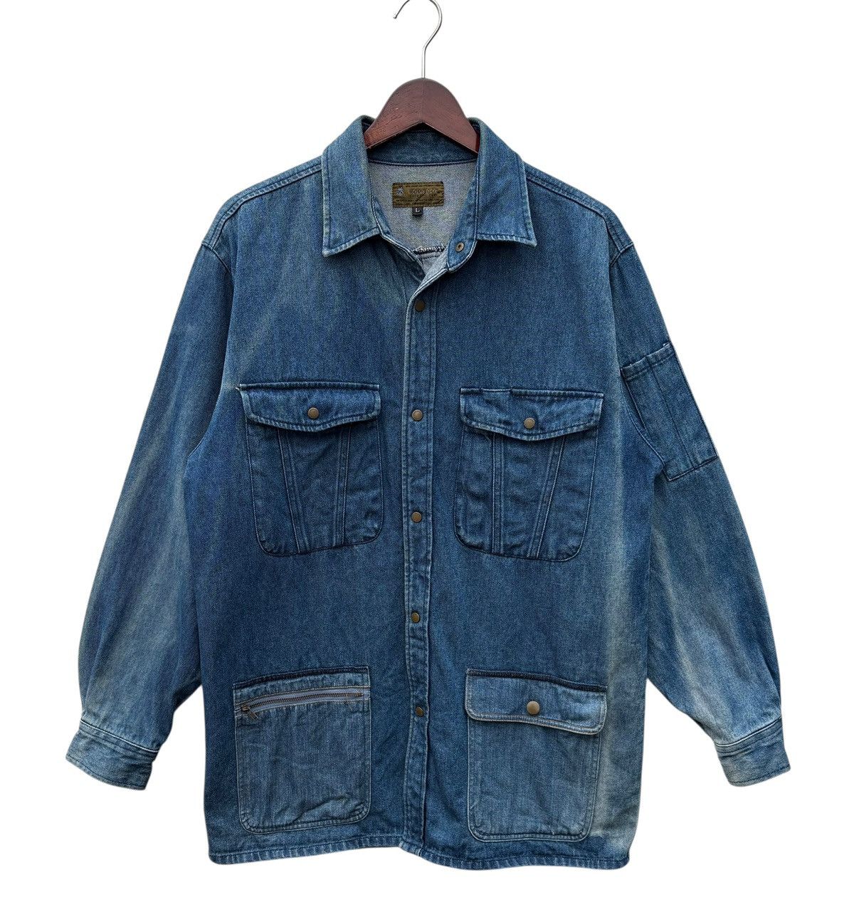 Japanese Brand Vintage Hop Scot Bleach Denim Workwear Chore Jacket Size US M / EU 48-50 / 2 - 2 Thumbnail