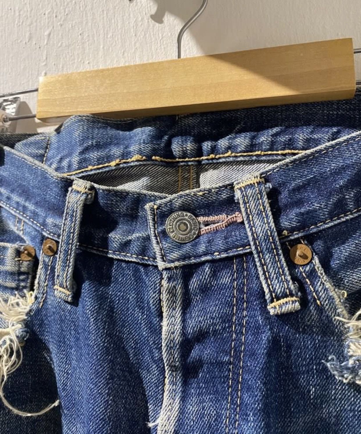 Denime × Vintage × Warehouse Vintage 90s Denime japan Jeans leather patches distressed Size US 31 - 5 Thumbnail