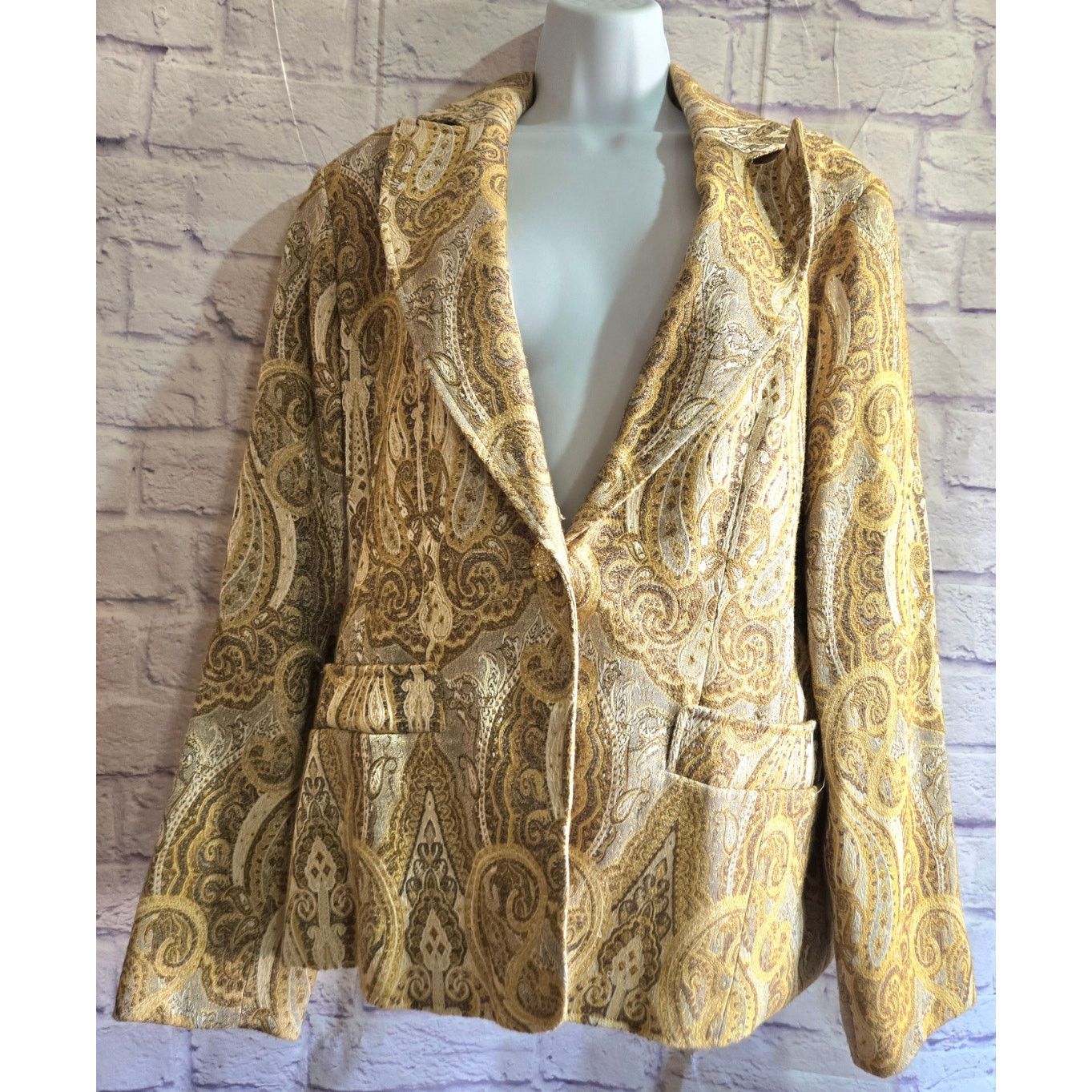 Other Coldwater Creek Gold Paisley Single Button Blazer 1X Plus Size XXL / US 16-18 / IT 52-54 - 1 Thumbnail