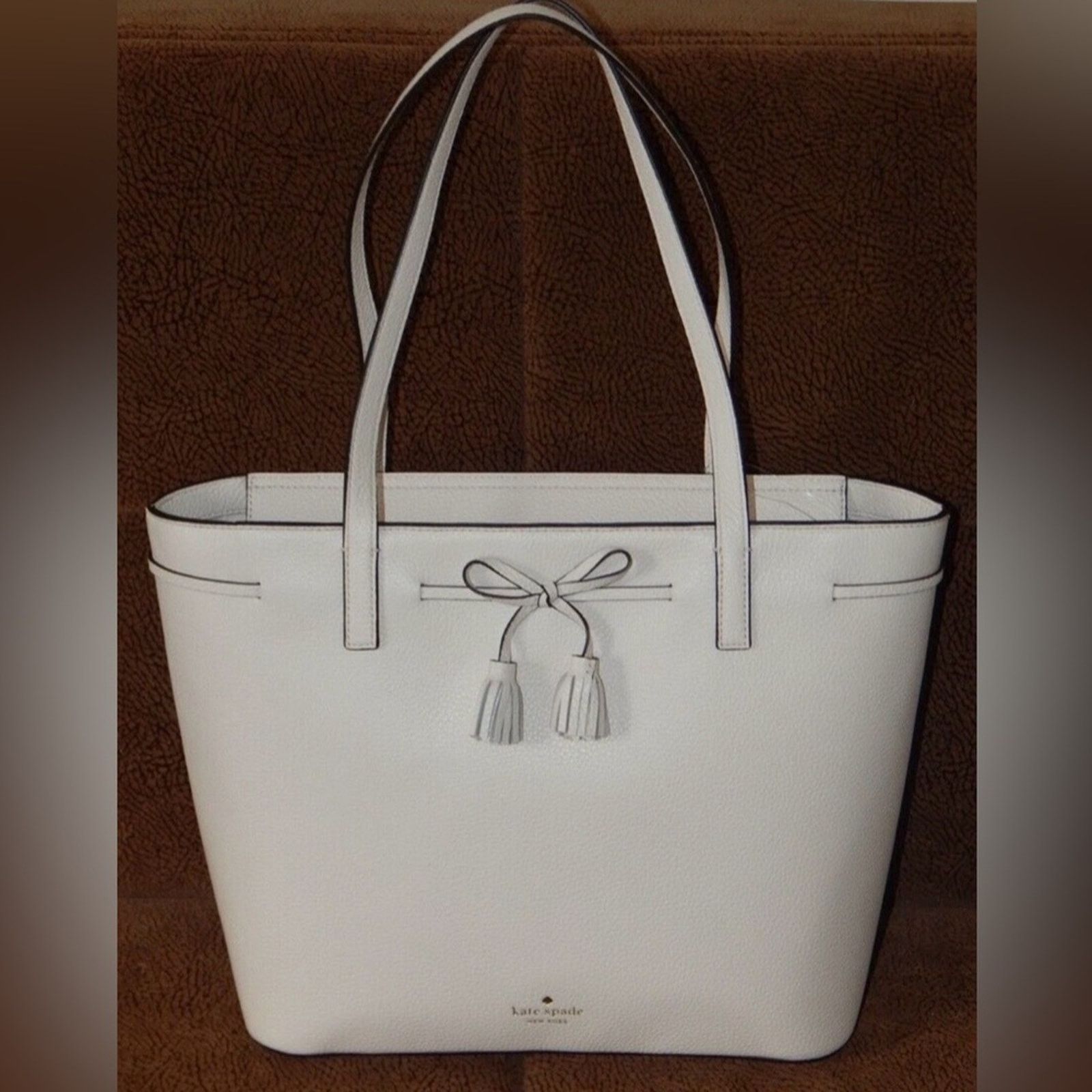 Kate Spade Kate Spade Hayes Ivory Pebbled Leather Double Handles Tote Size ONE SIZE - 1 Thumbnail
