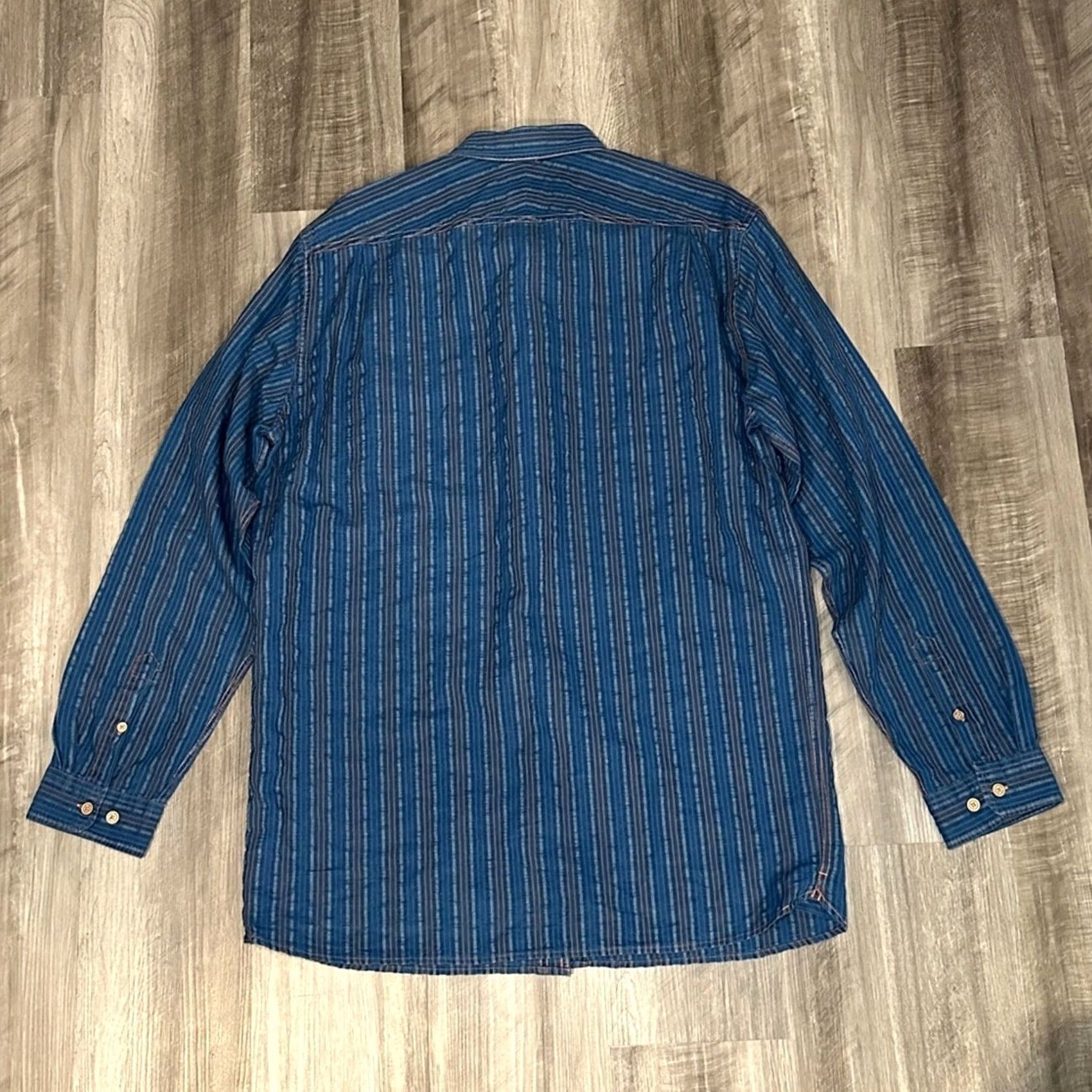 The Territory Ahead The Territory Ahead Harbor Island Striped Seersucker Long Sleeve Button - XLT Mens Shirt Blue Size US XL / EU 56 / 4 - 3 Thumbnail