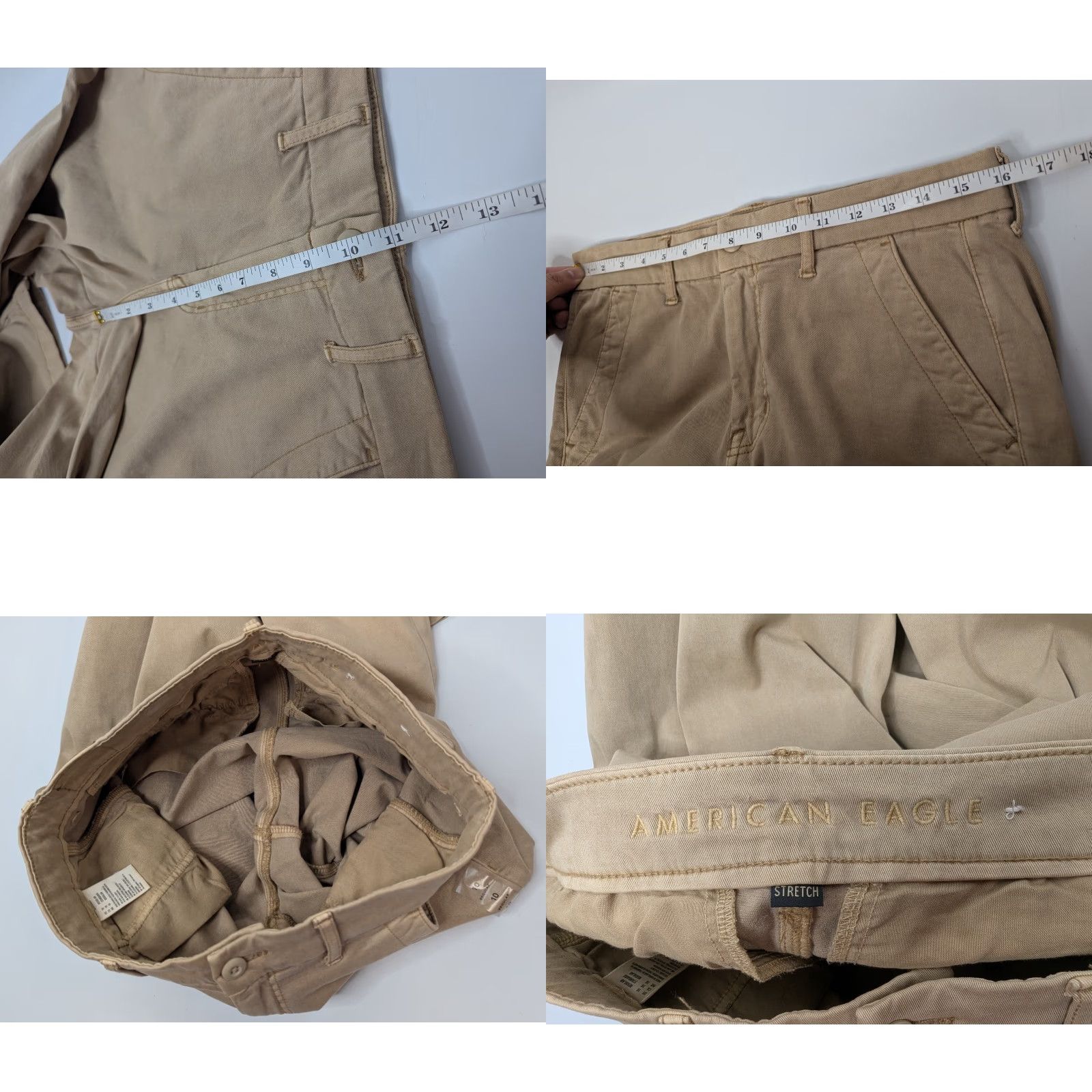 Vintage American Eagle Pants Women's 10 Khaki Wide Leg Stretch Baggy Y2K 90s Skate Vintage No Size 32" / US 10 / IT 46 - 8 Thumbnail