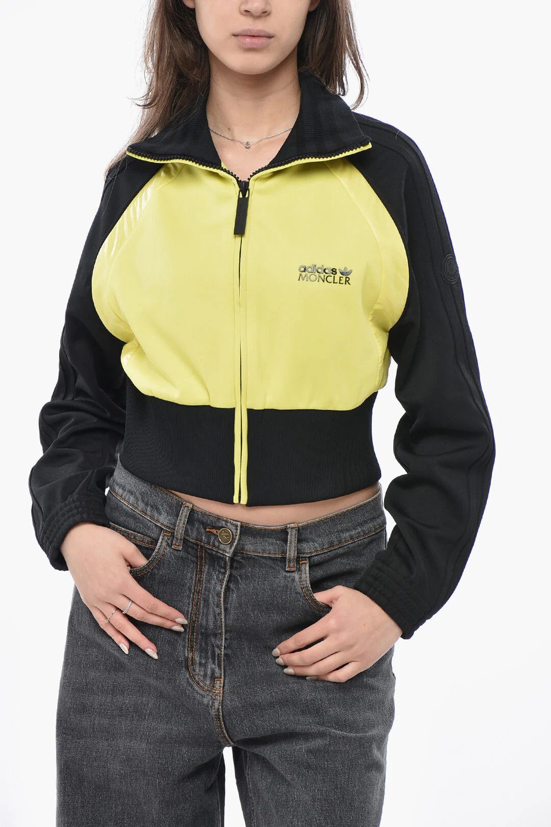 Adidas × Moncler og1mm0426 Cropped Zip-Up Sweatshirt in Yellow & Black Size S / US 4 / IT 40 - 1 Thumbnail