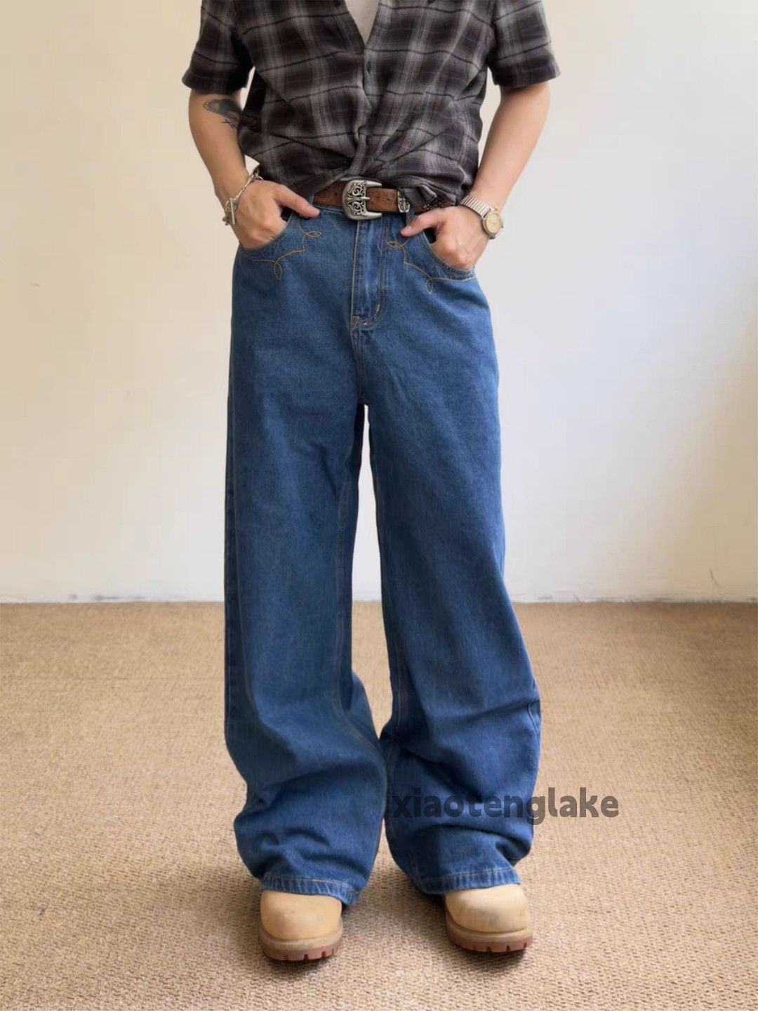 Jean xz asaprocky Balenciaga style Loose baggy flared work jeans Size US 33 - 1 Thumbnail