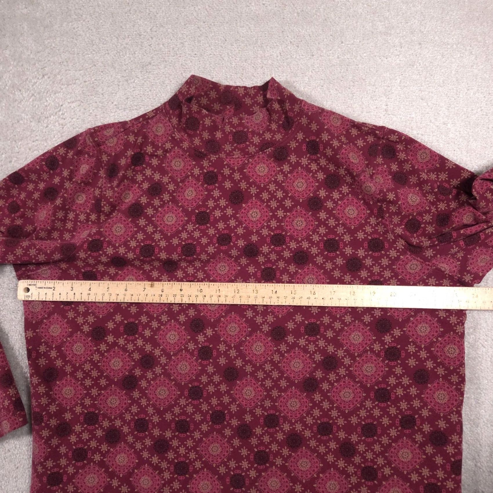 Croft & Barrow Croft & Barrow Shirt Womens 2X Red Geometric Mock Neck Long Sleeve Stretch Top Size XXL / US 16-18 / IT 52-54 - 6 Thumbnail