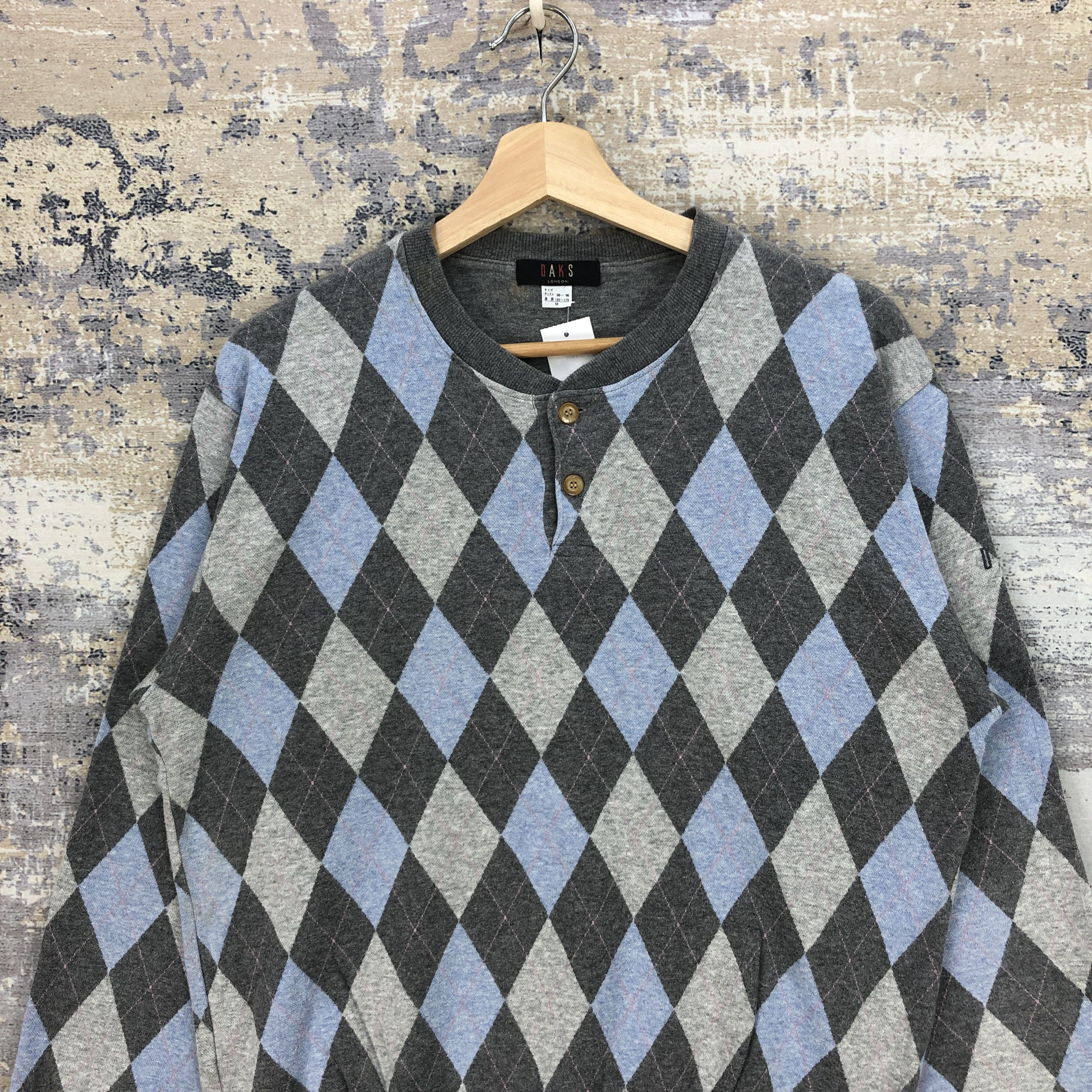 Japanese Brand × Vintage Vintage DAKS London Sweater Argyle Sweatshirt Knitwear Size US L / EU 52-54 / 3 - 2 Thumbnail