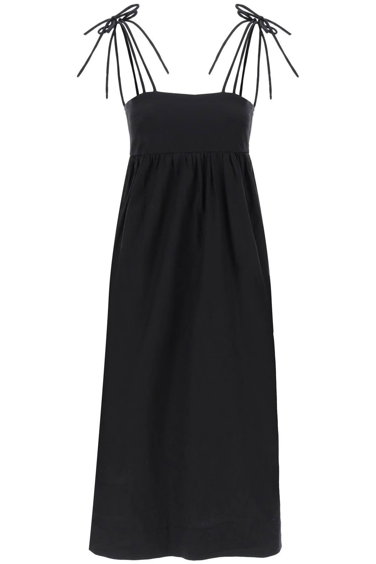 image of Ganni Cotton Poplin Midi Dress In Size Eu 36 For Women in Nero