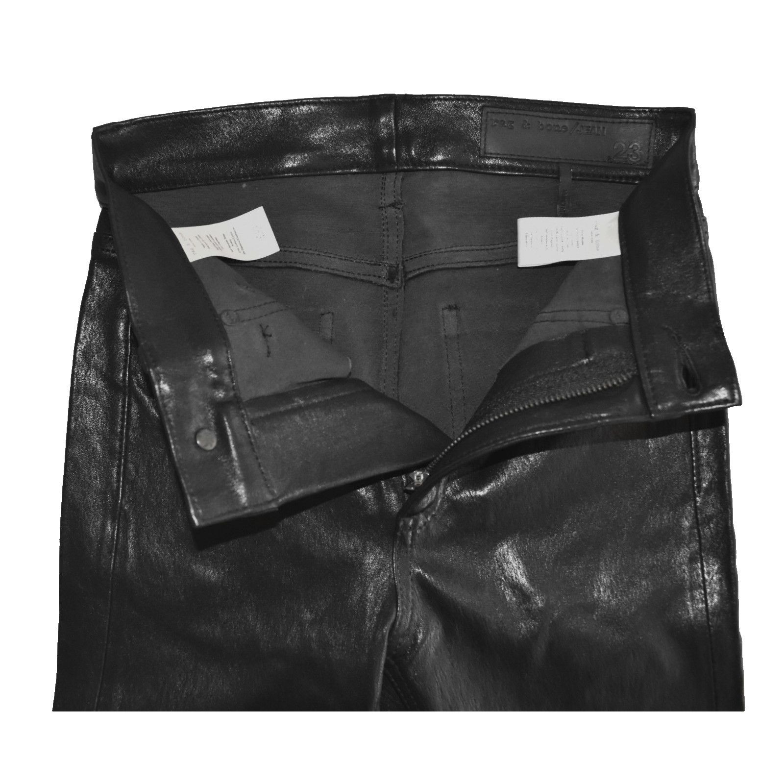 Rag & Bone RAG & BONE Black 100% Lamb Leather Slim Skinny Jeans Size 23 Size 23" - 4 Thumbnail