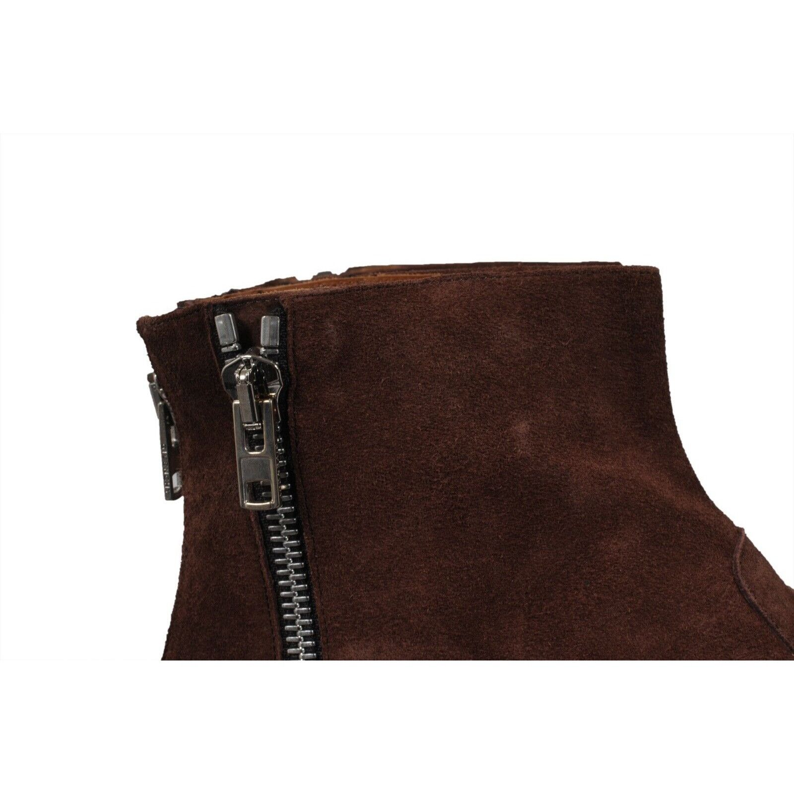 Givenchy Triple Zip Boots Brown Suede Diagonal Side Zip Size US 12 / EU 45 - 3 Thumbnail