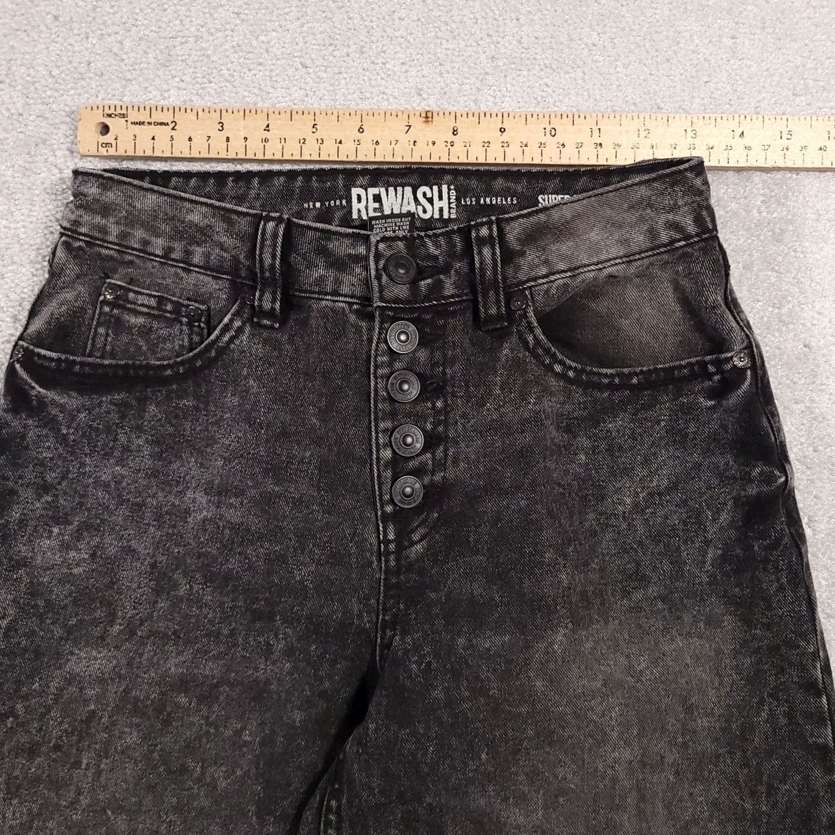 Vintage VINTAGE Rewash Jeans Women's 1/25 Super High Rise Wide Leg Button Fly Black Capri Retro Bohemian 90s Womens Jeans Size 42" / US 20 - 5 Thumbnail