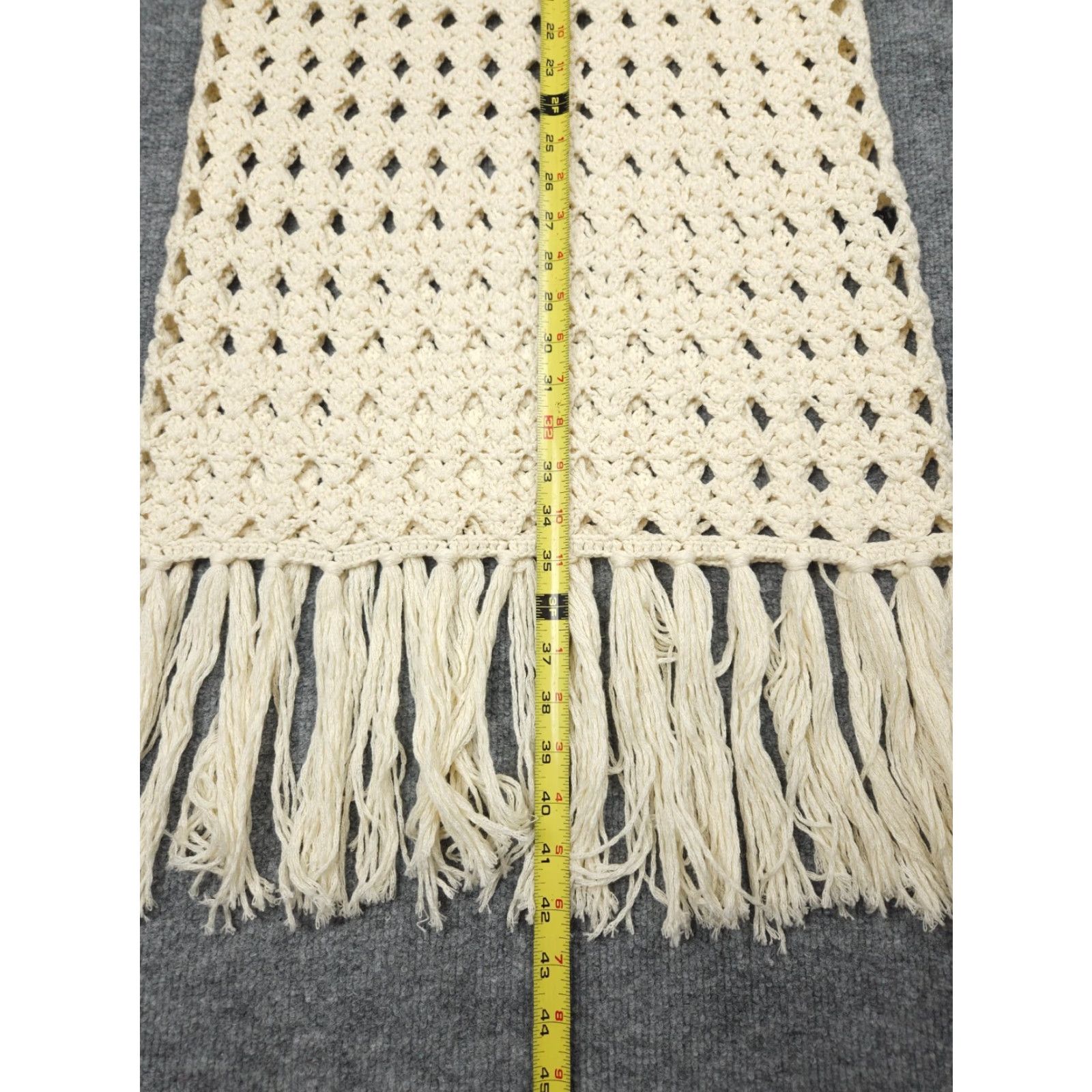 Vintage Eleven Six Shaya Crochet Dress Womens XS/S Ivory Cotton Knit Tassels Dress Long Sleeveless Round Neck Pullover Casual Party/Cocktail Size XS / US 0-2 / IT 36-38 - 7 Thumbnail