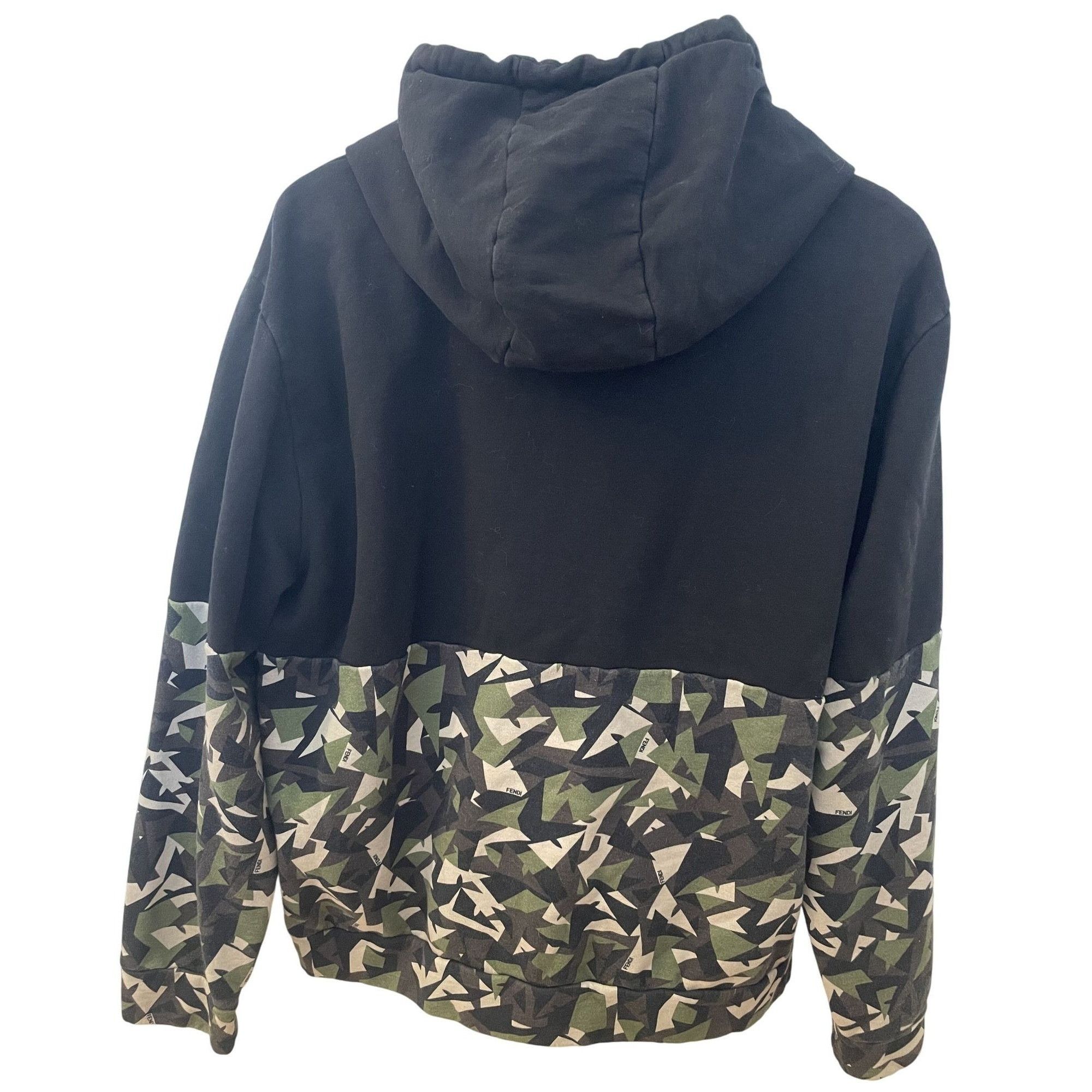 Fendi Fendi XL Camouflage Panel Hoodie Sweater 100% Cotton Black & Size XL / US 12-14 / IT 48-50 - 4 Thumbnail
