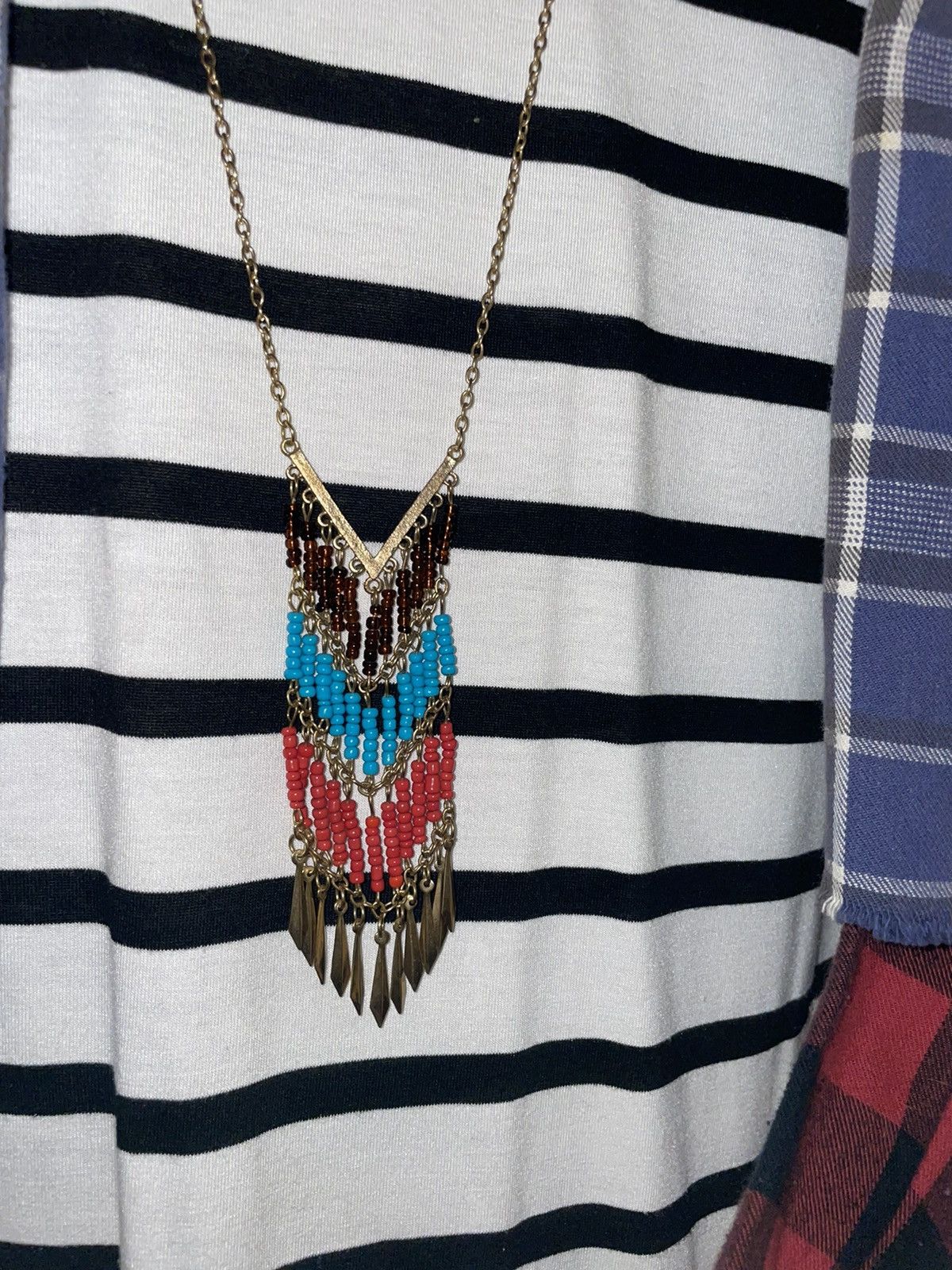Vintage Vintage Southwest Chevron Beaded 70’s Necklace Size ONE SIZE - 2 Thumbnail