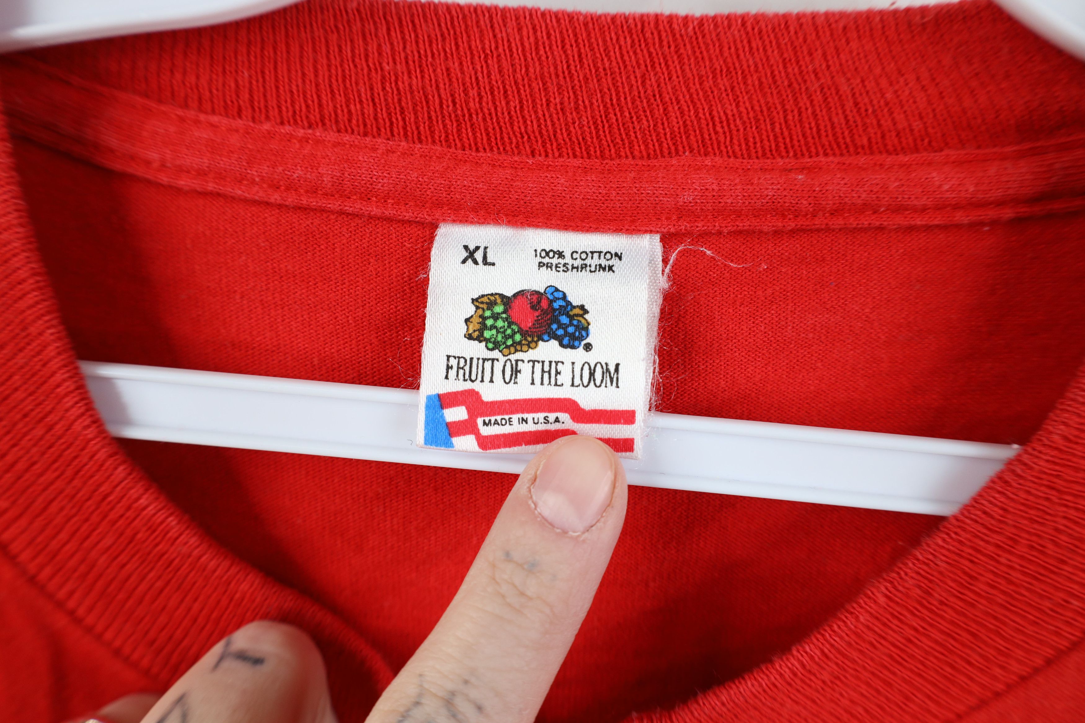 Vintage Vintage 90s Streetwear Heavyweight Cotton T-Shirt Red USA Size US XL / EU 56 / 4 - 4 Thumbnail