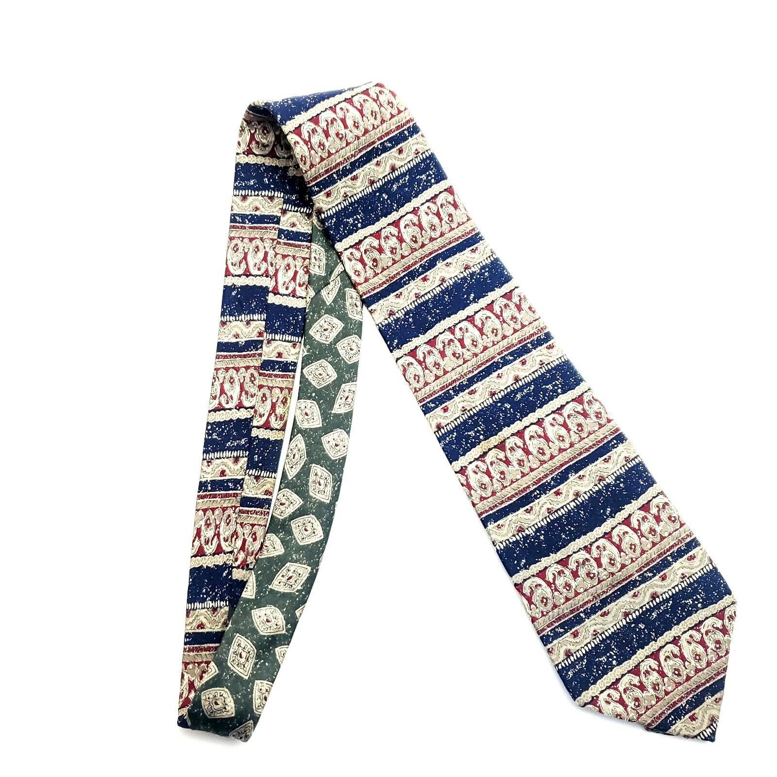 Tommy Hilfiger Tommy Hilfiger Blue Red Green Two Tone Silk Tie Wide Size ONE SIZE - 6 Thumbnail