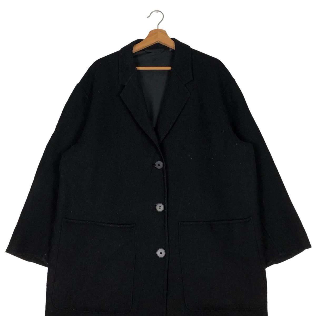 Japanese Brand 🔥Rich Black - Fly Coats Long Jacket Wool Uniqlo Undercover Size US L / EU 52-54 / 3 - 4 Thumbnail